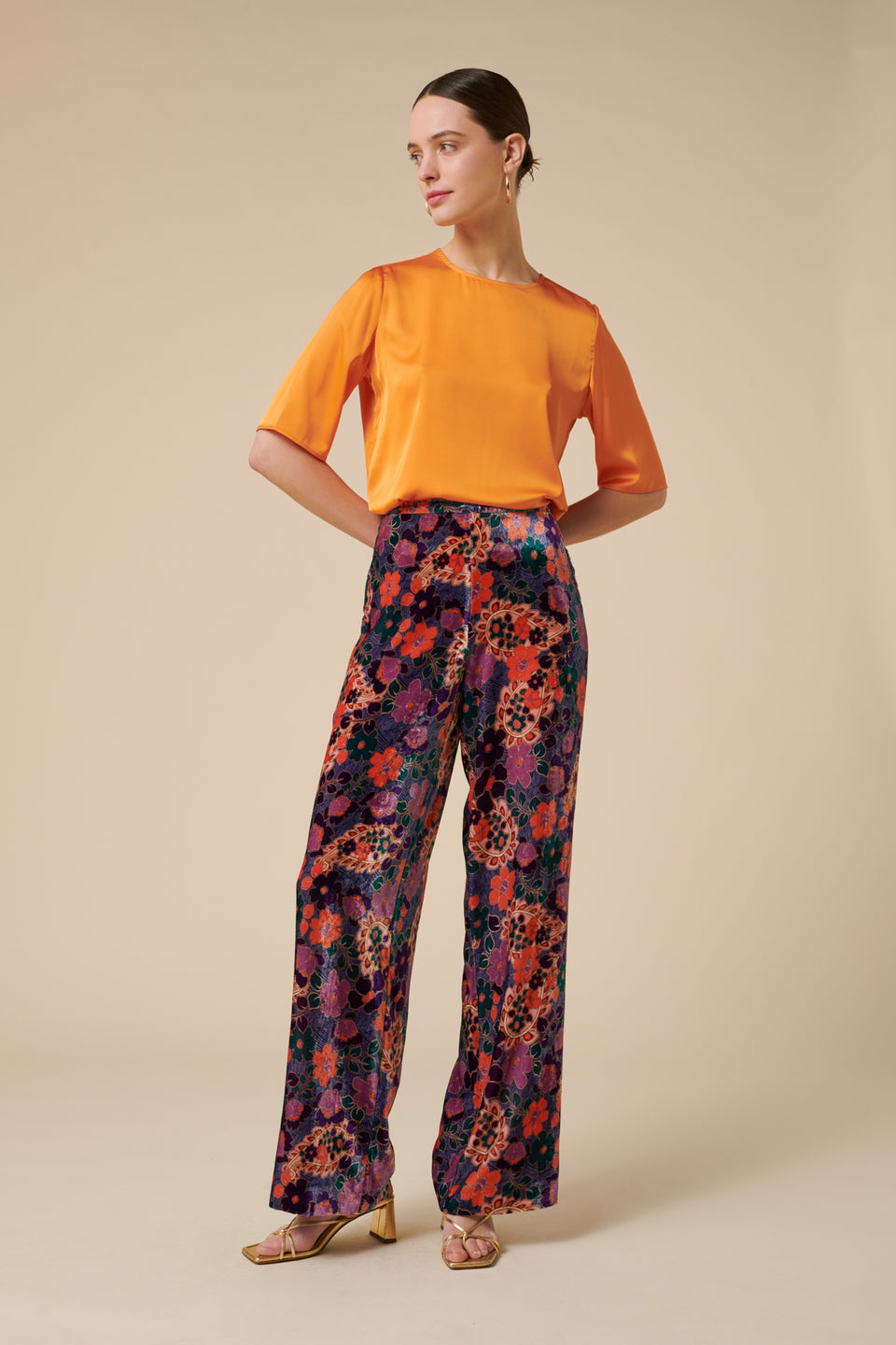 Pantalon en velours imprimé