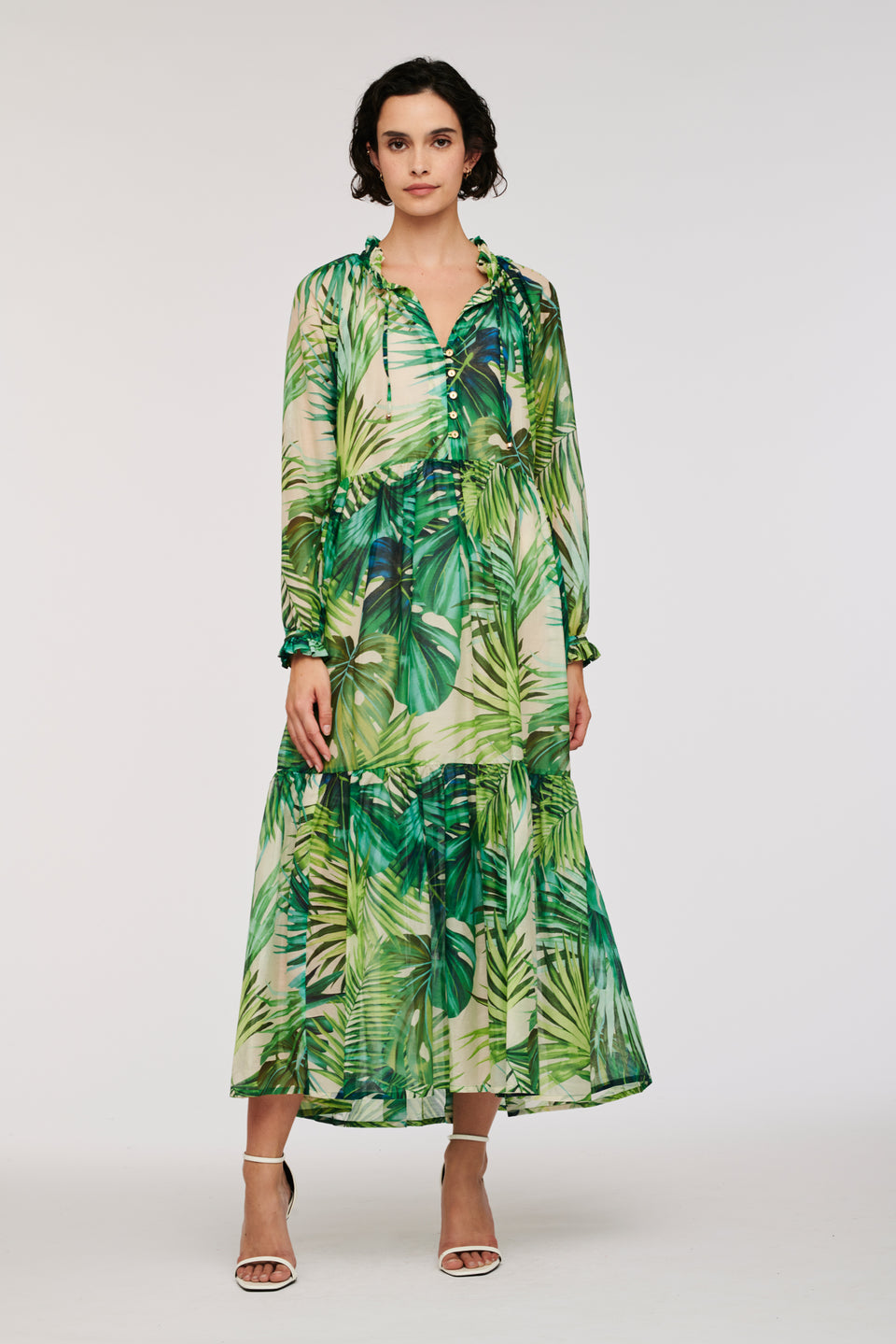Robe longue imprimée tropical