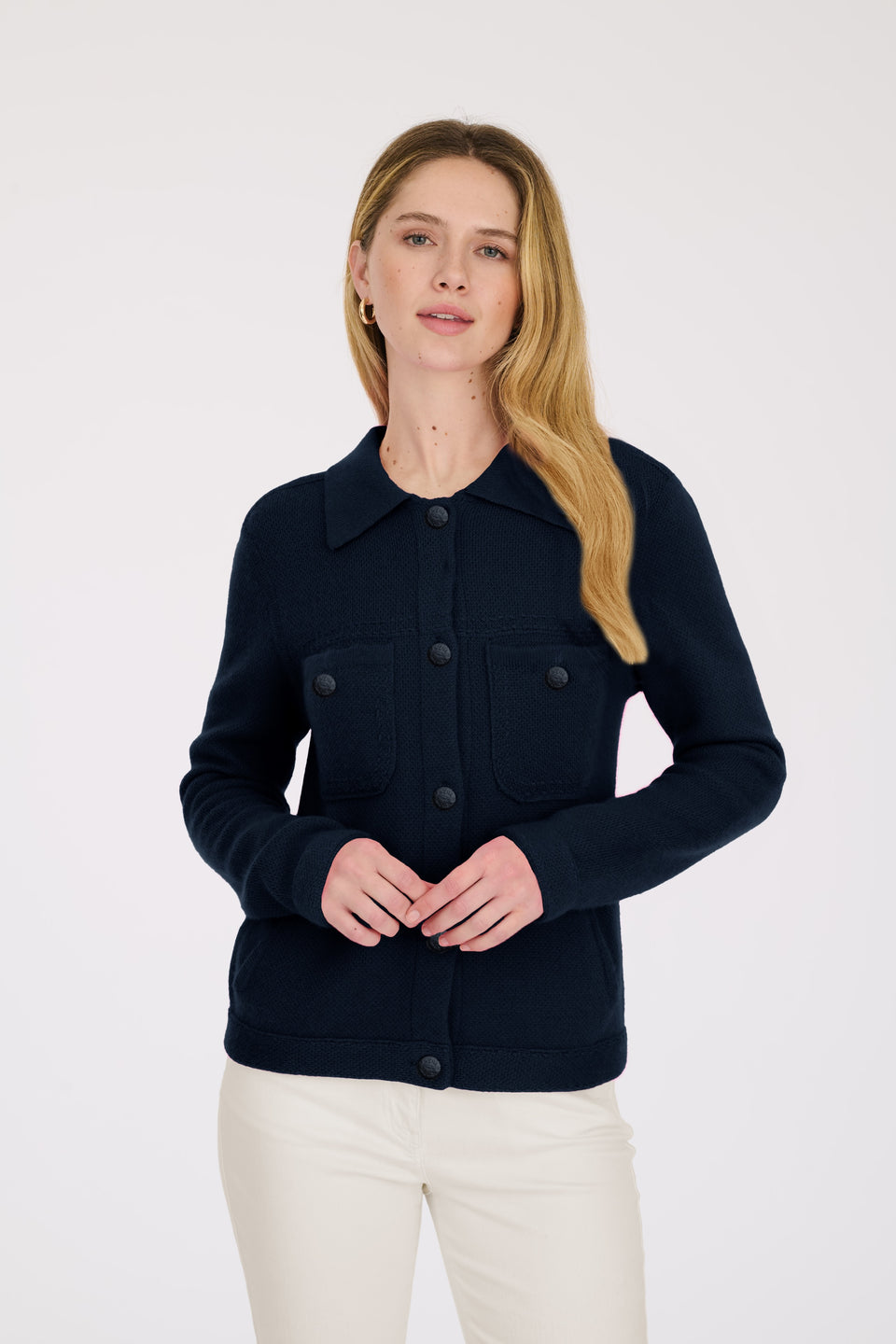 Veste en cachemire surpiquée