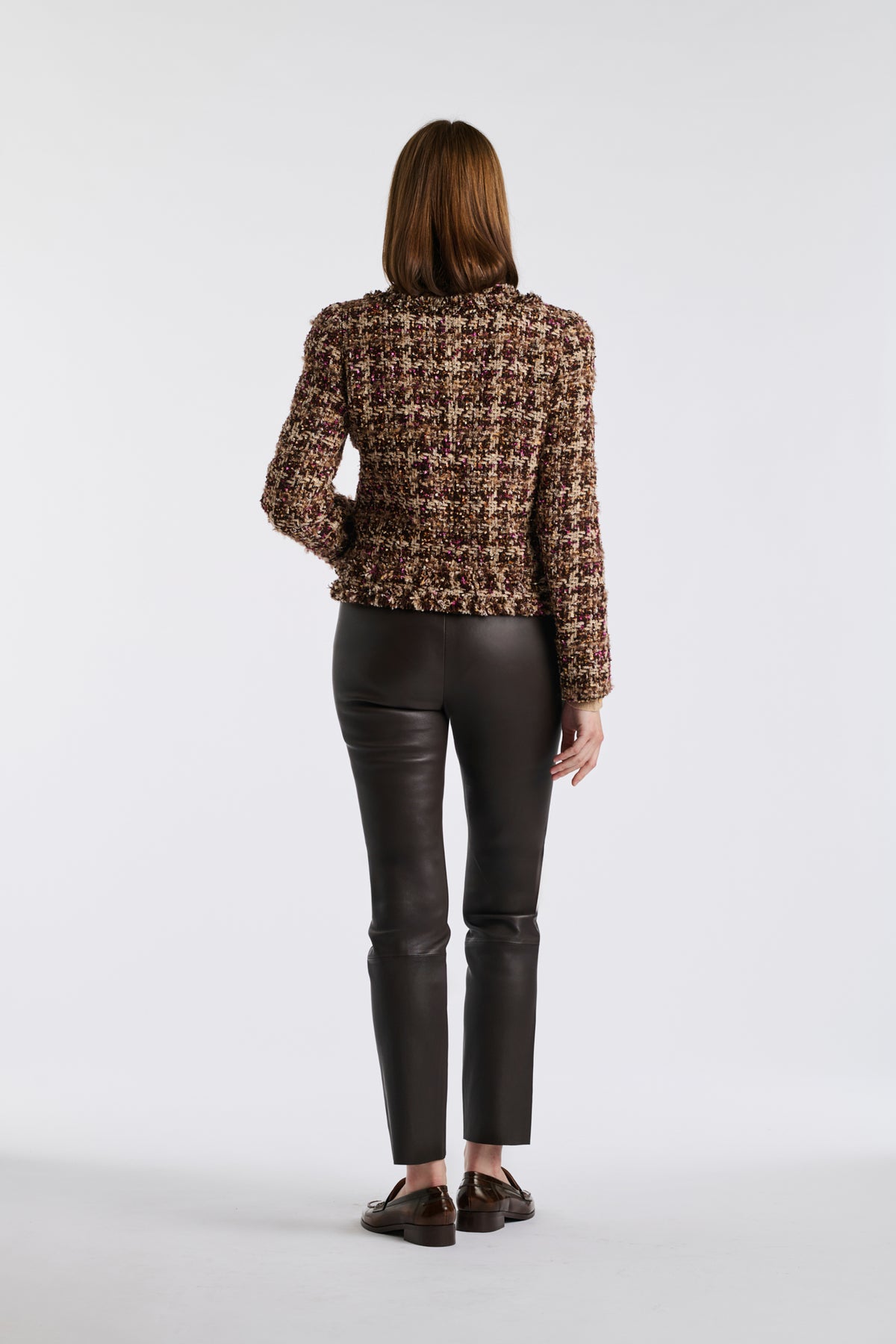 Fringed checked tweed jacket