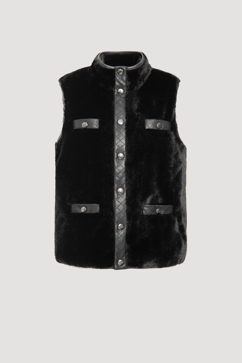 Bi-material sleeveless jacket