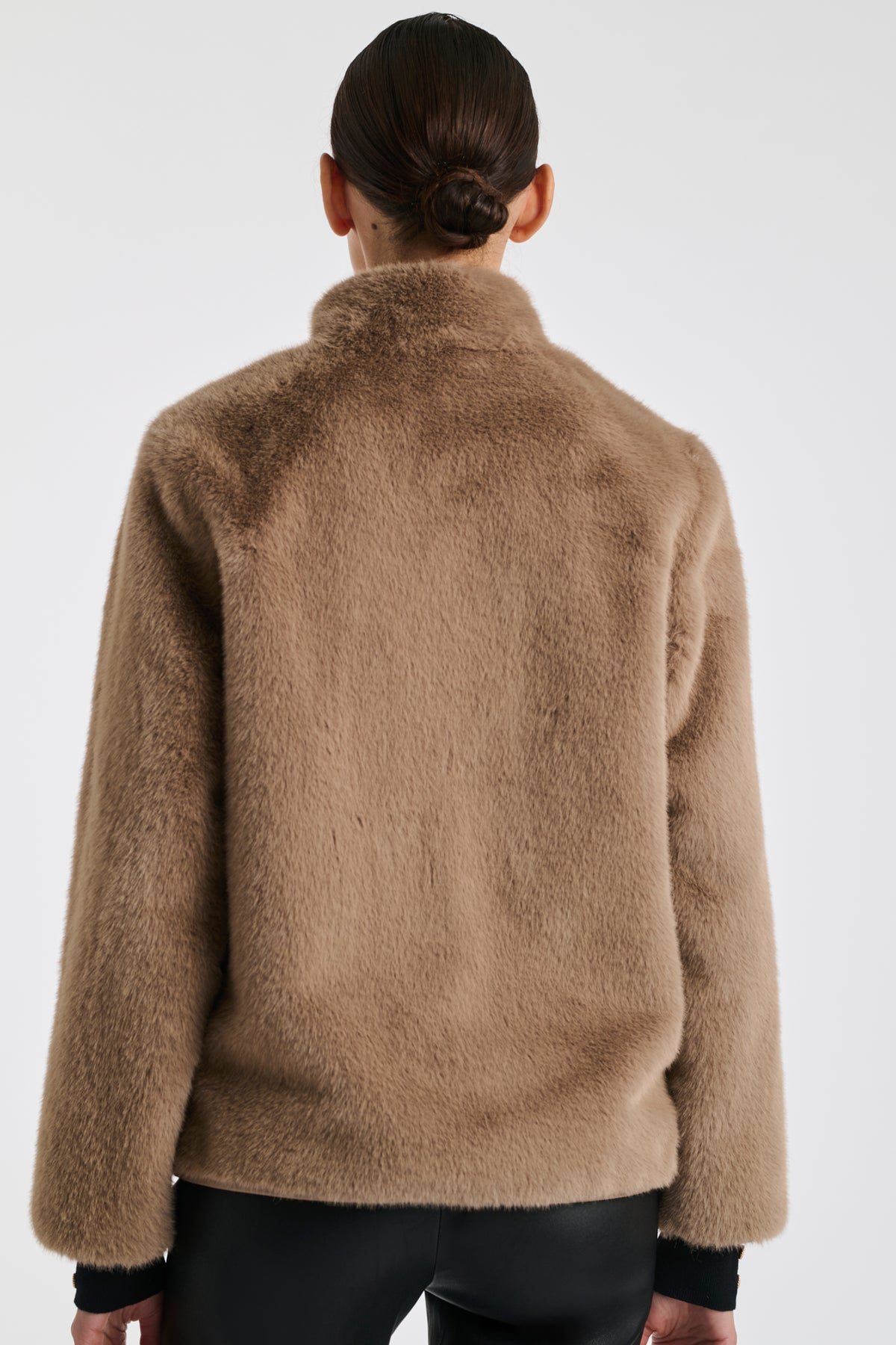 Bi-material eco-fur jacket