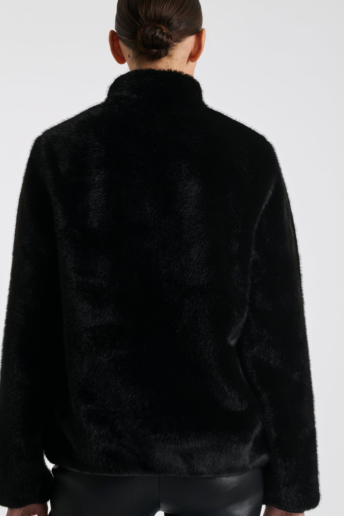 Bi-material eco-fur jacket