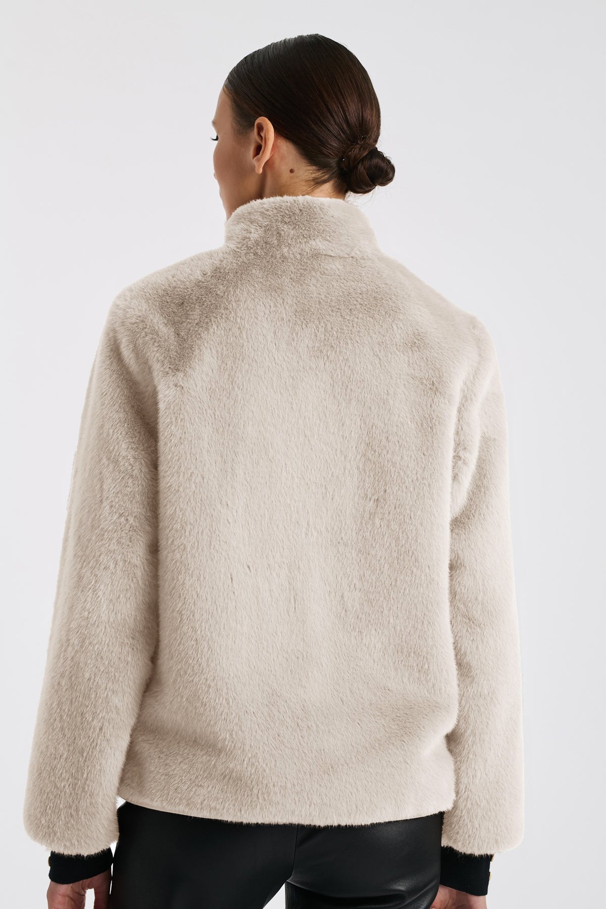 Bi-material eco-fur jacket