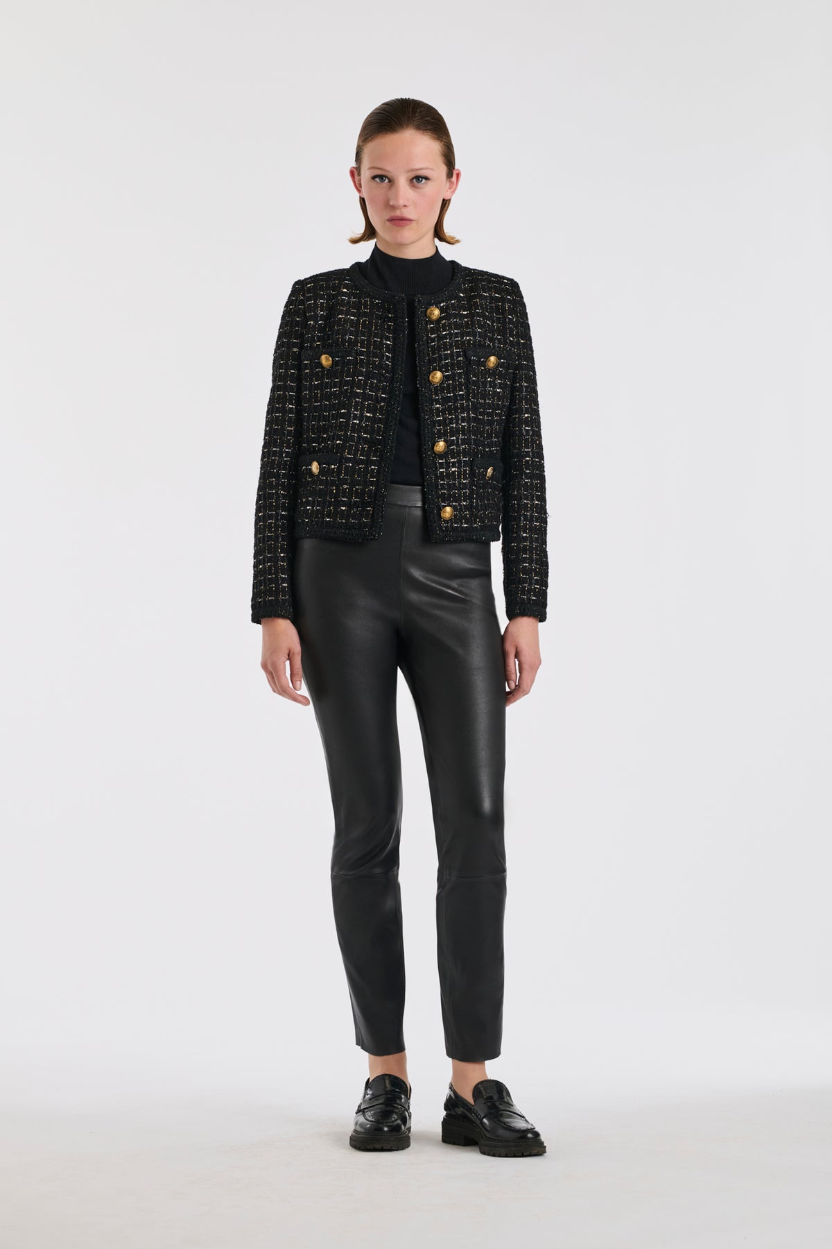 Black and gold tweed jacket