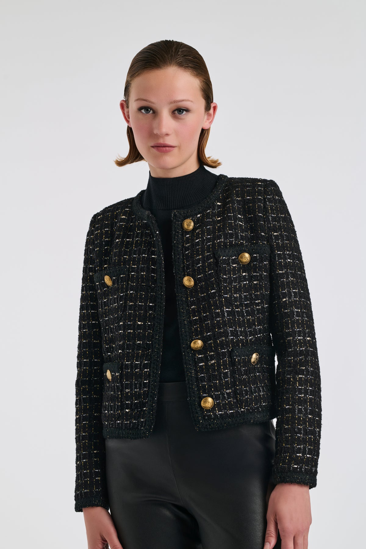 Black and gold tweed jacket