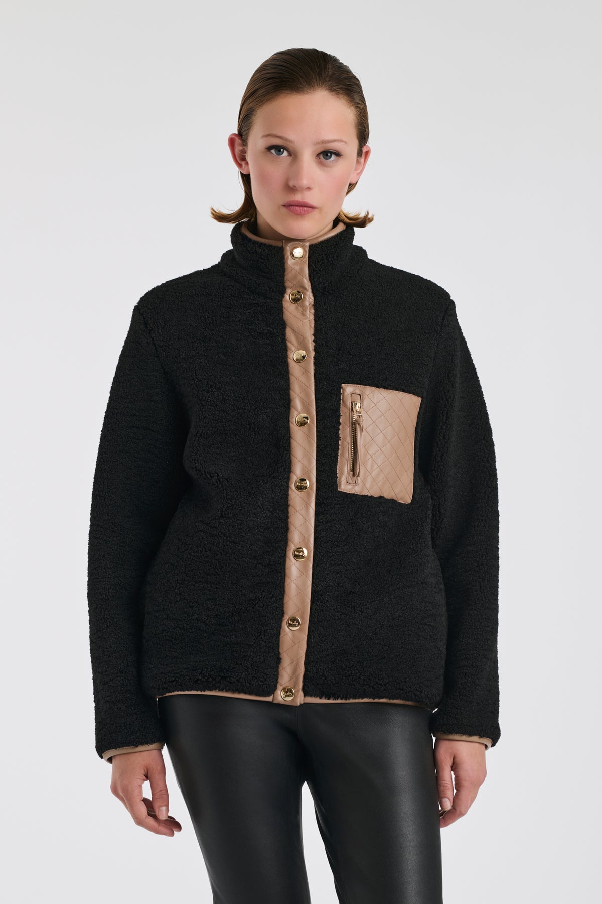 Bi-material fleece jacket