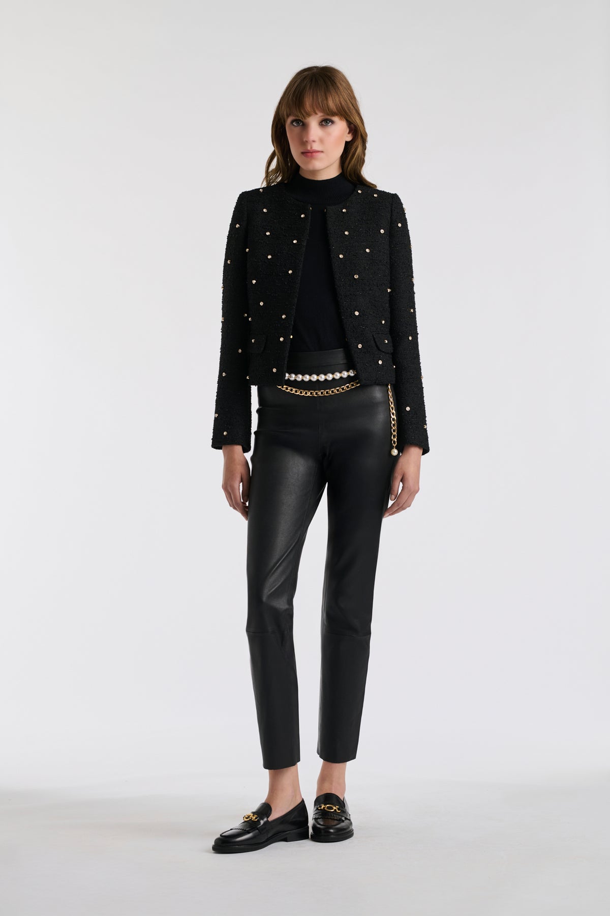 Tweed and rhinestone jacket