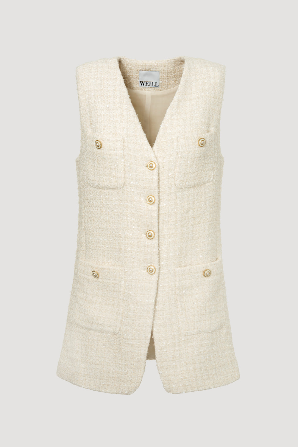 Sleeveless tweed jacket