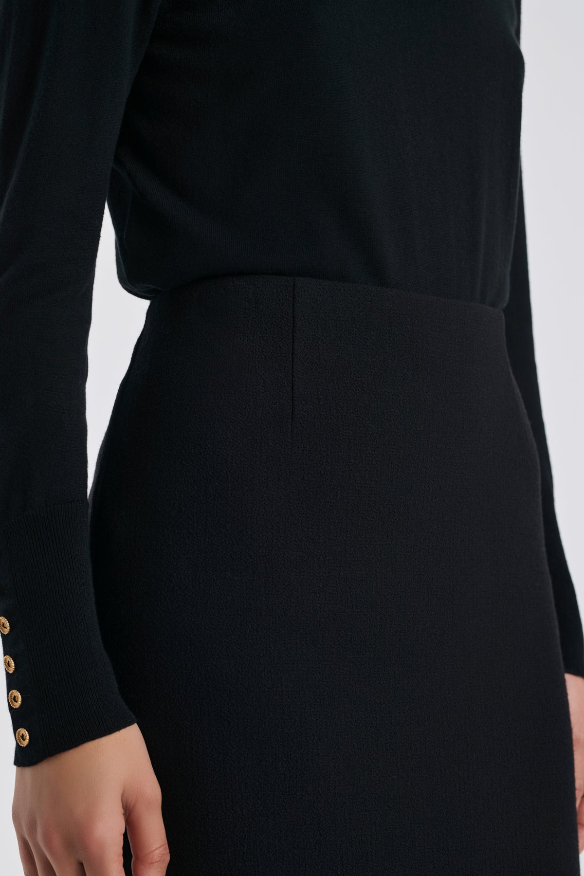 Jupe droite en crêpe de laine