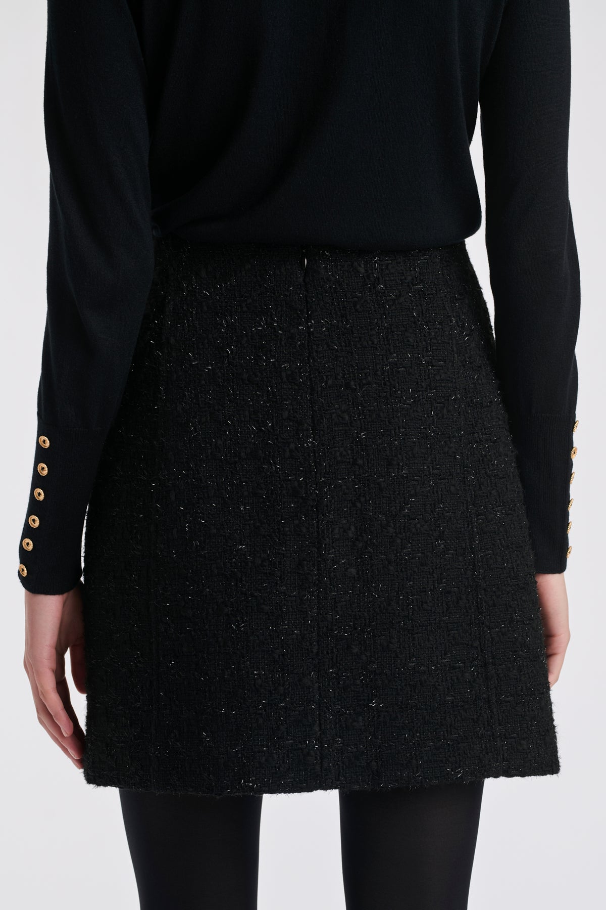 Buttoned tweed pencil skirt