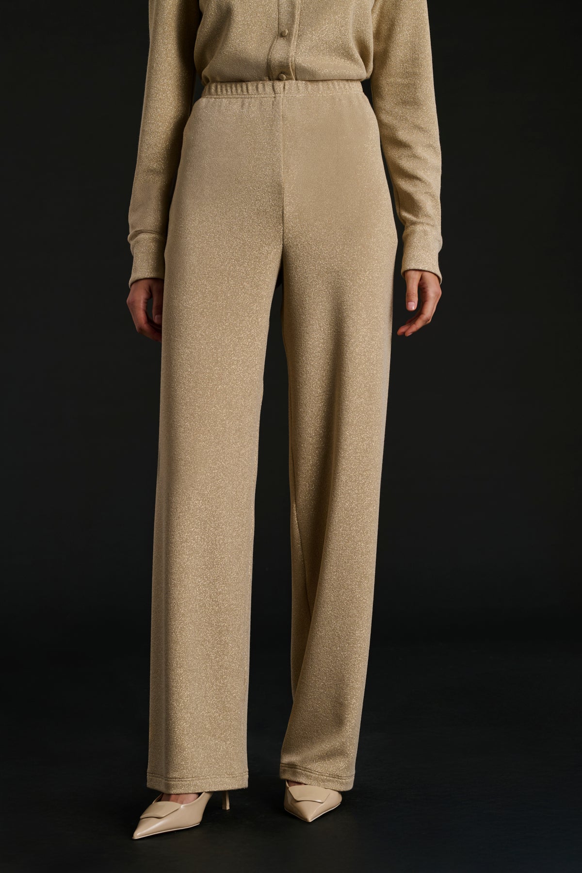 Wide-leg stretch trousers in iridescent jersey