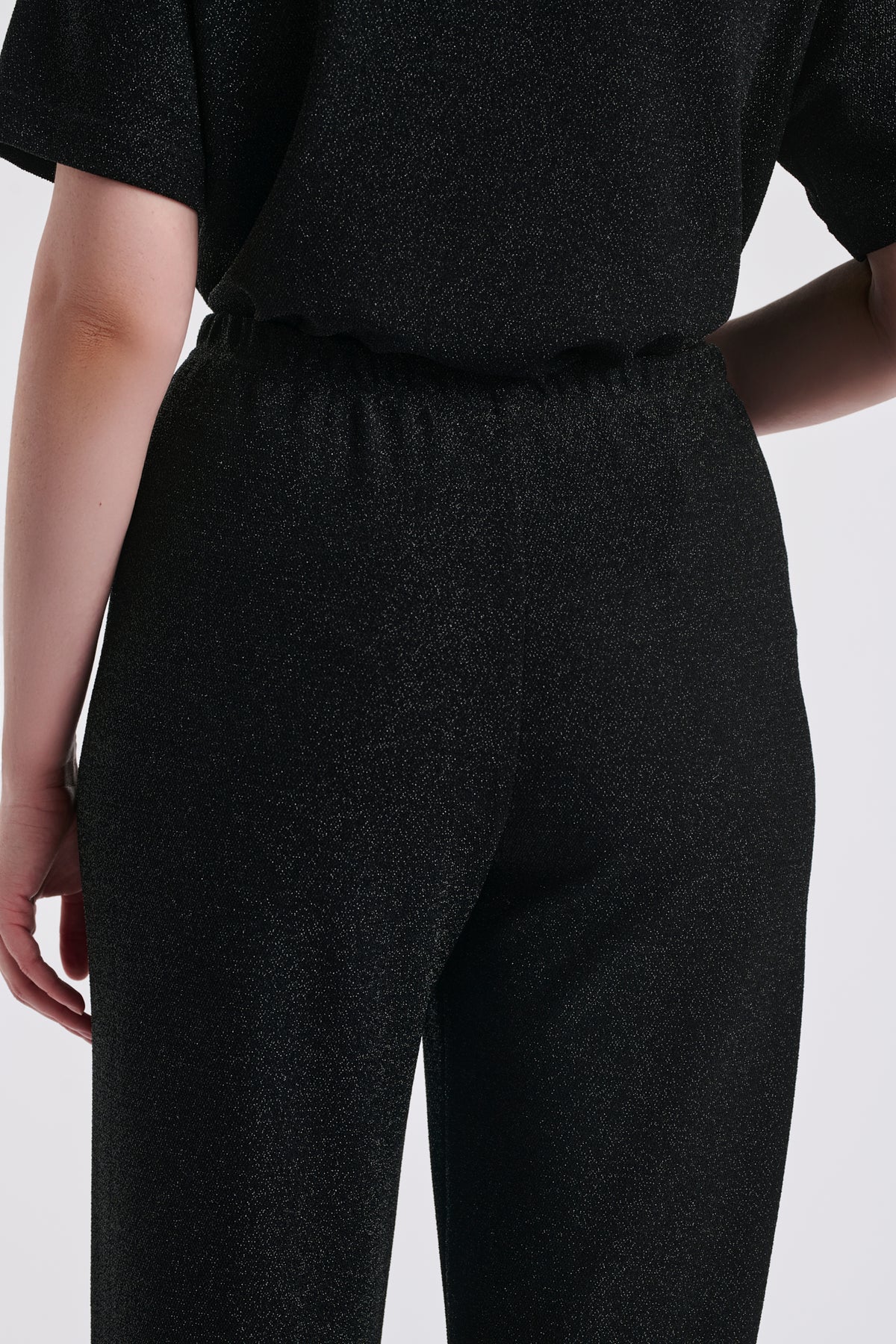 Wide-leg stretch trousers in lurex jersey