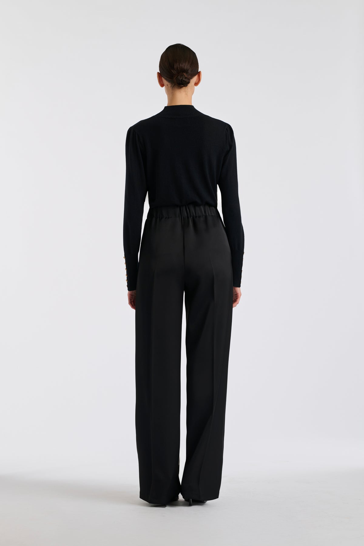 Wide-leg stretch satin trousers