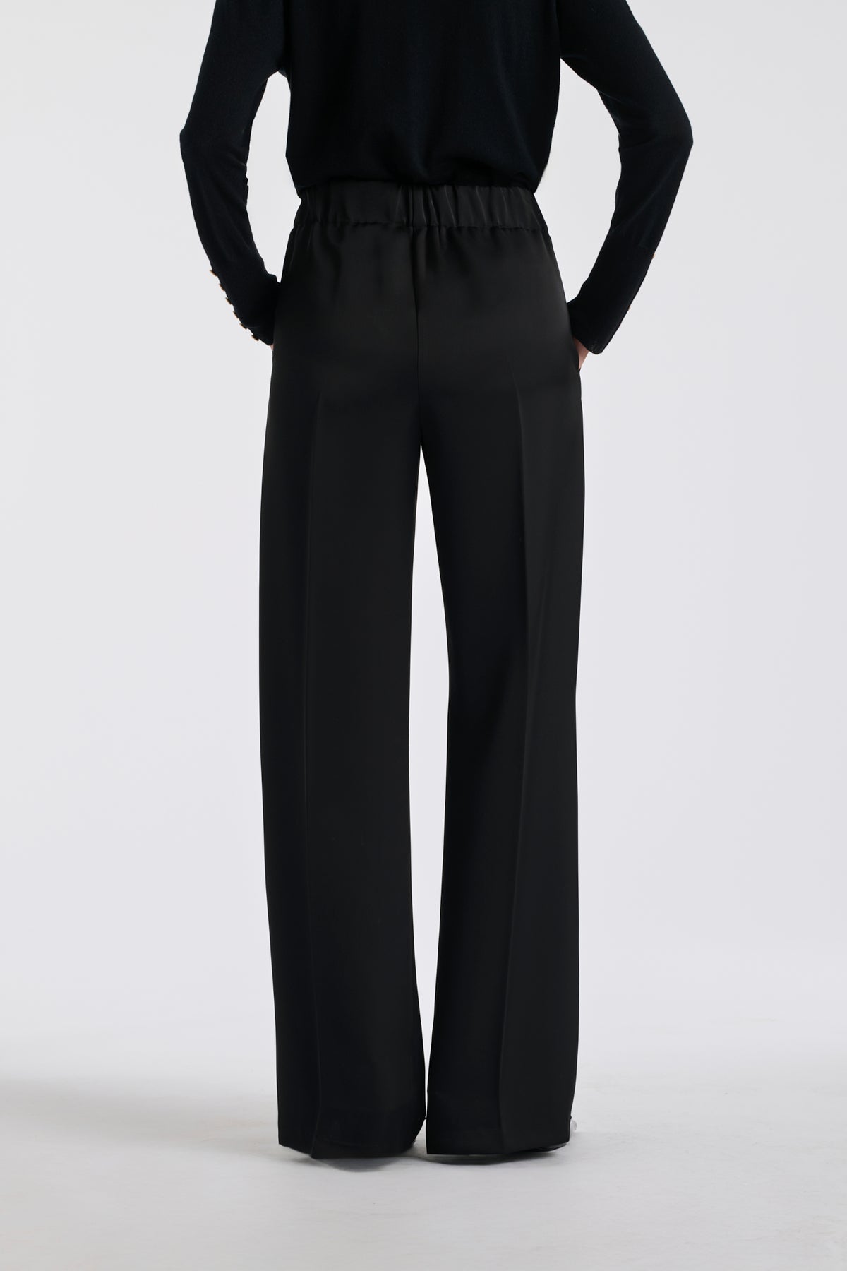 Wide-leg stretch satin trousers