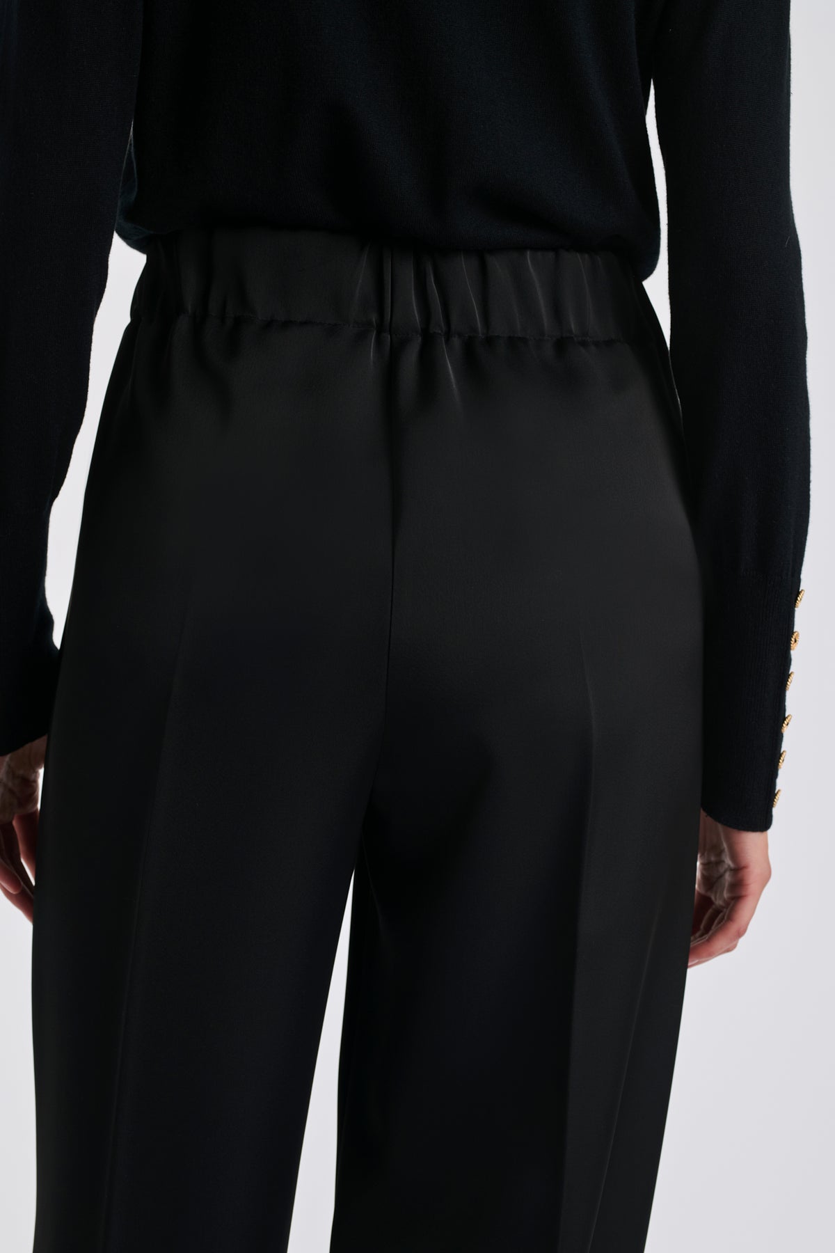 Wide-leg stretch satin trousers