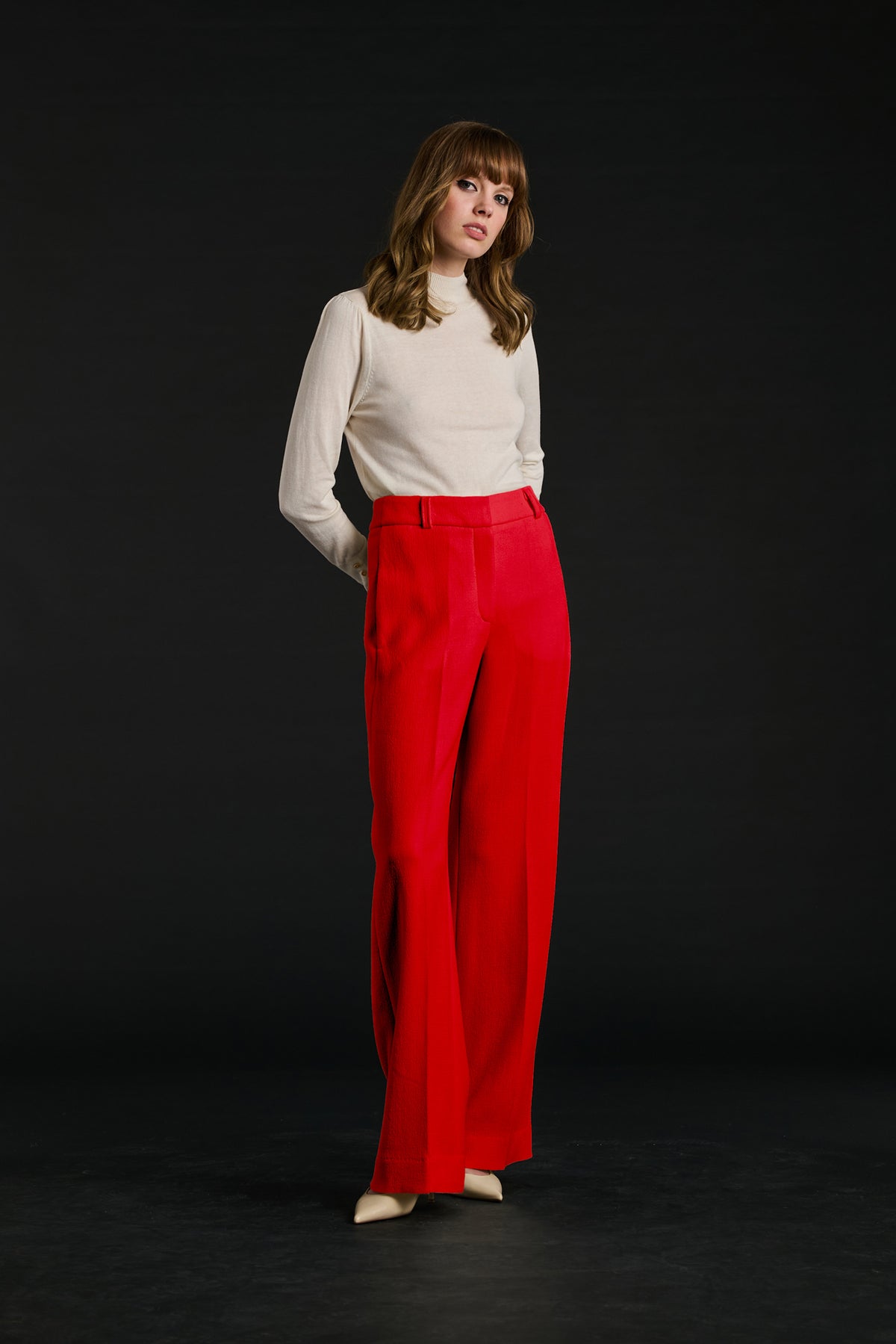 Pantalon large en crêpe de laine