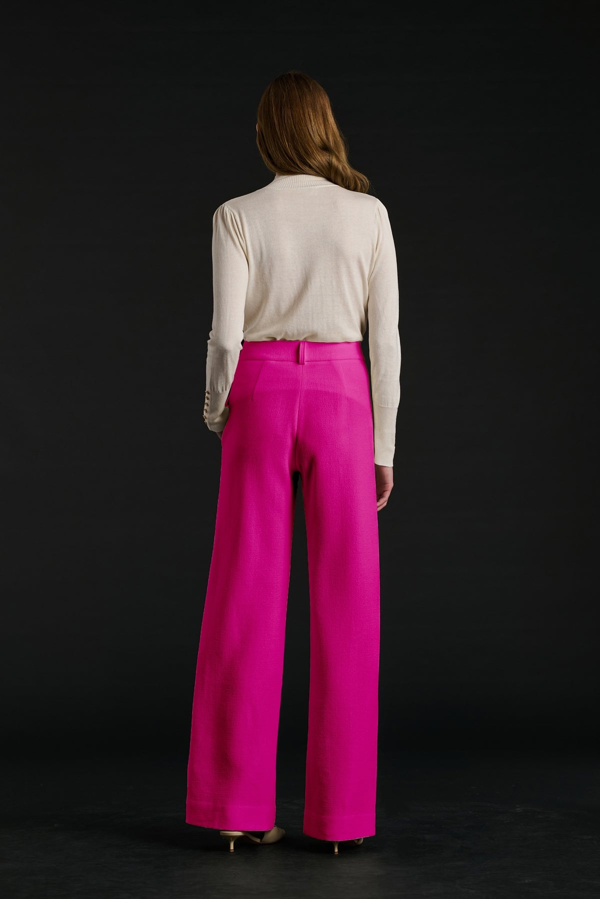 Pantalon large en crêpe de laine