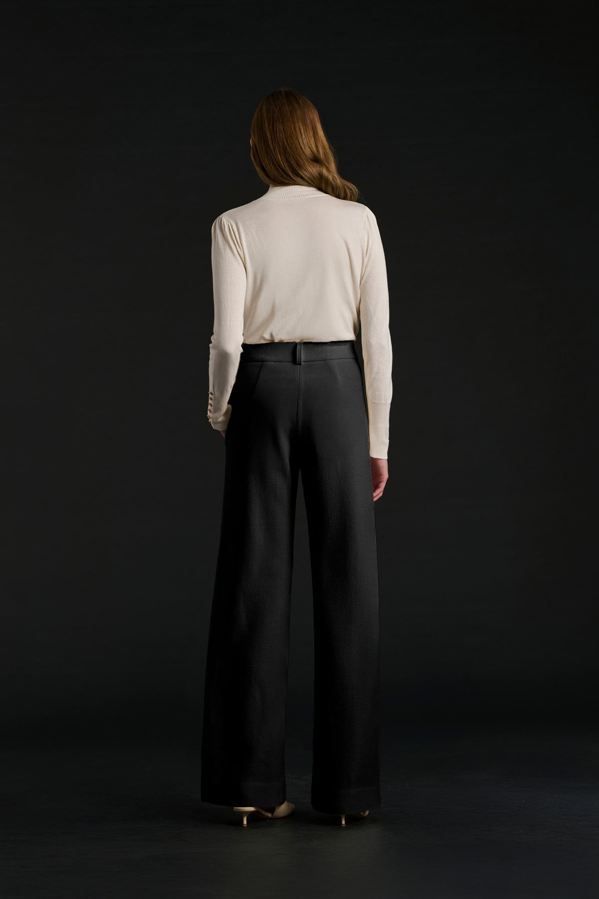 Pantalon large en crêpe de laine