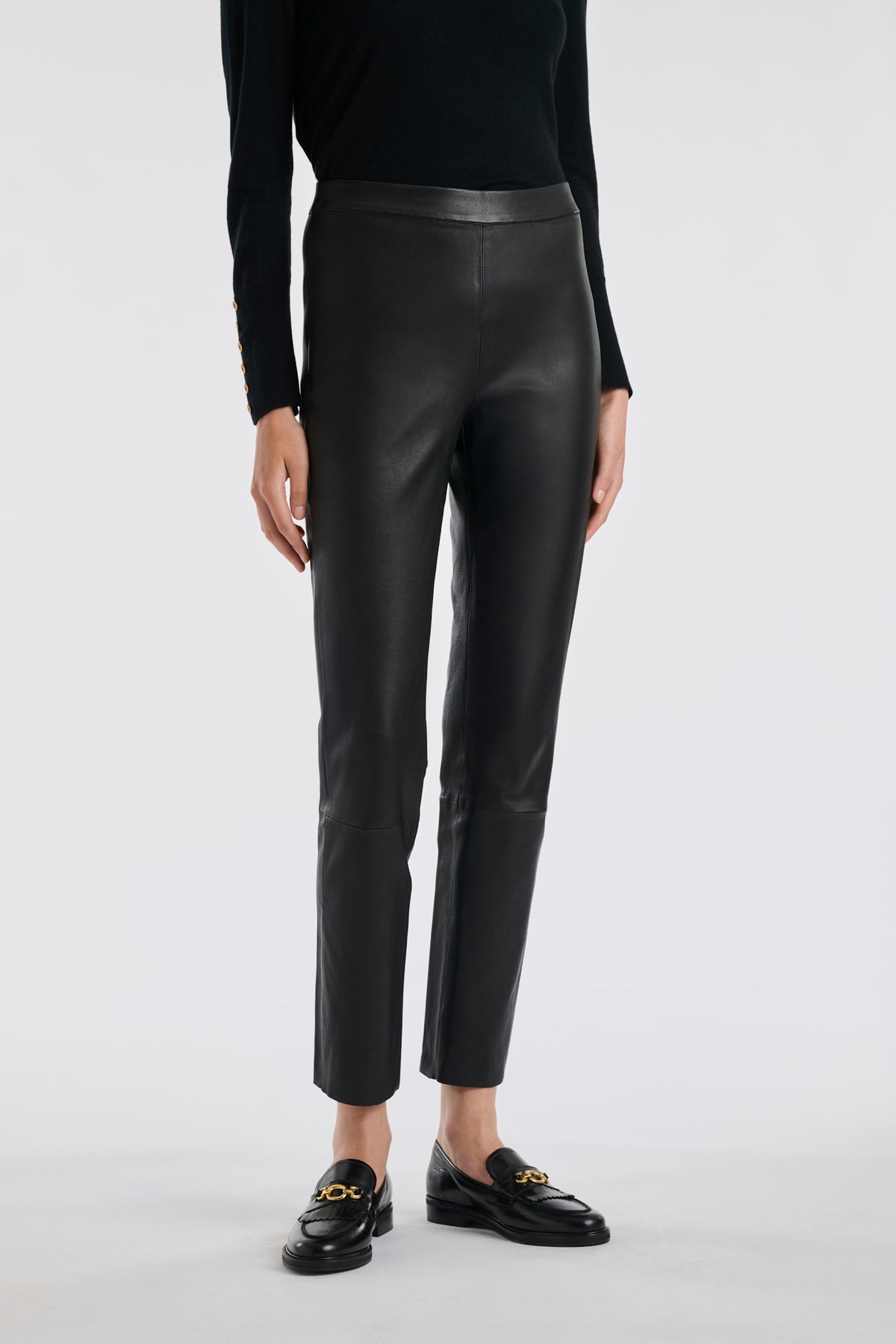 Black Nappa leather leggings