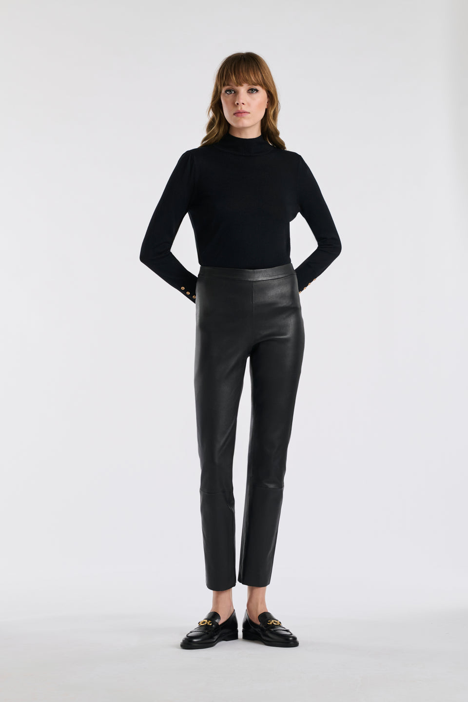 Legging en cuir nappa noir