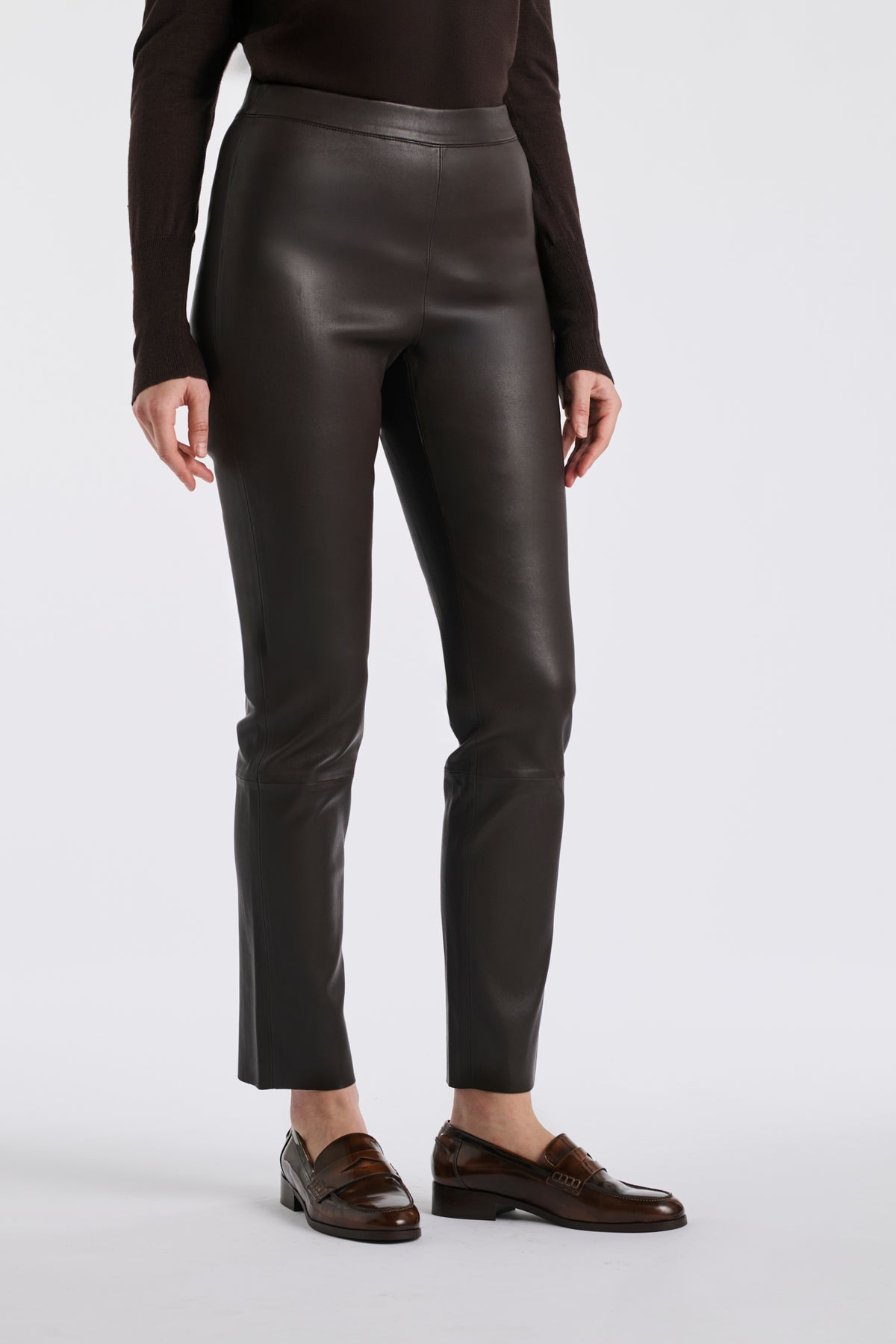 Chocolate Nappa leather leggings