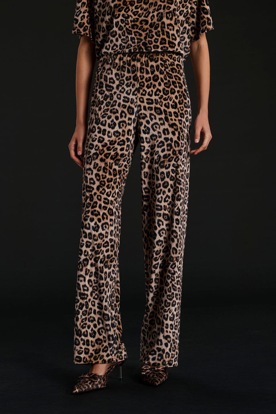 Pantalon en velours imprimé léopard