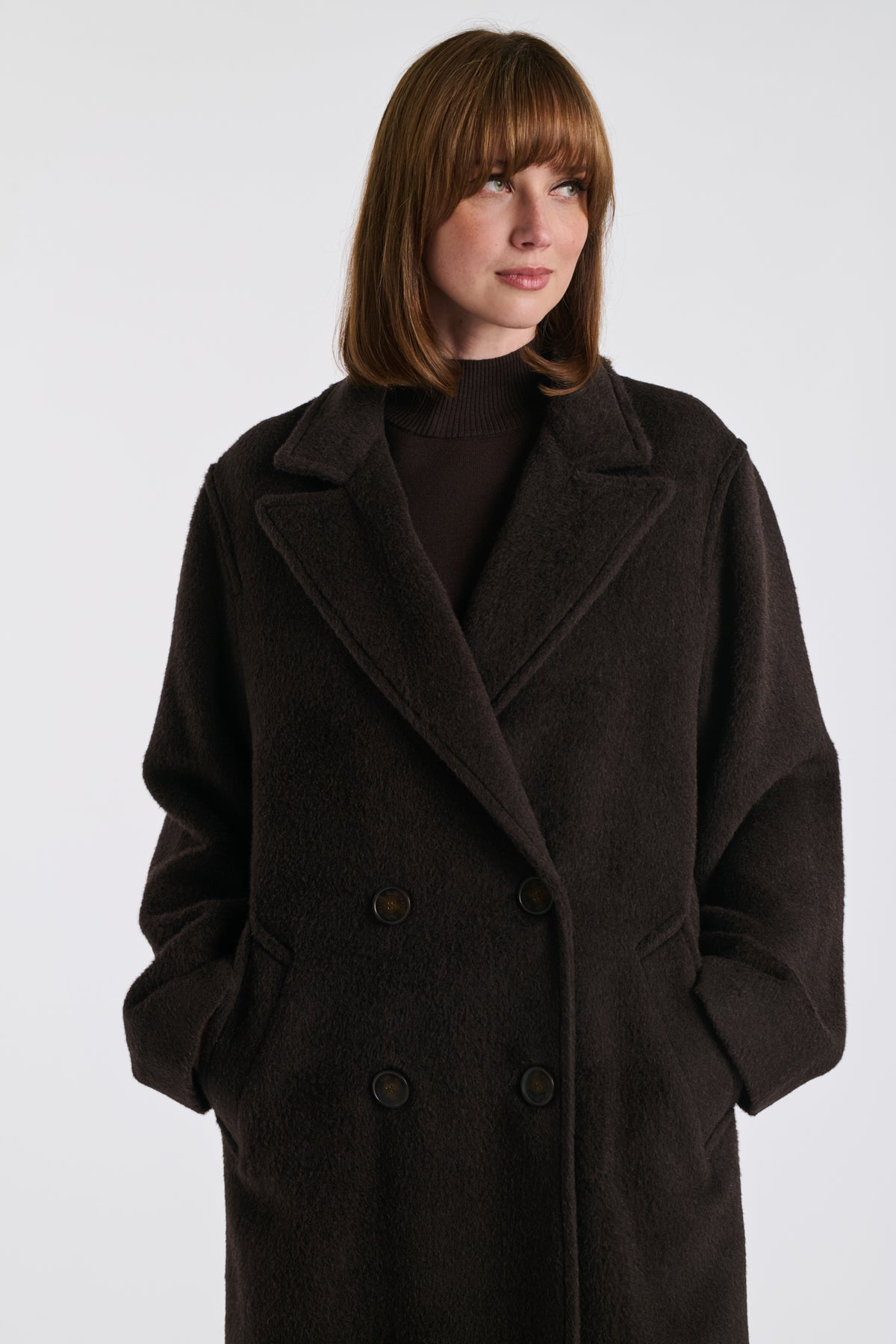 Double-breasted virgin wool coat