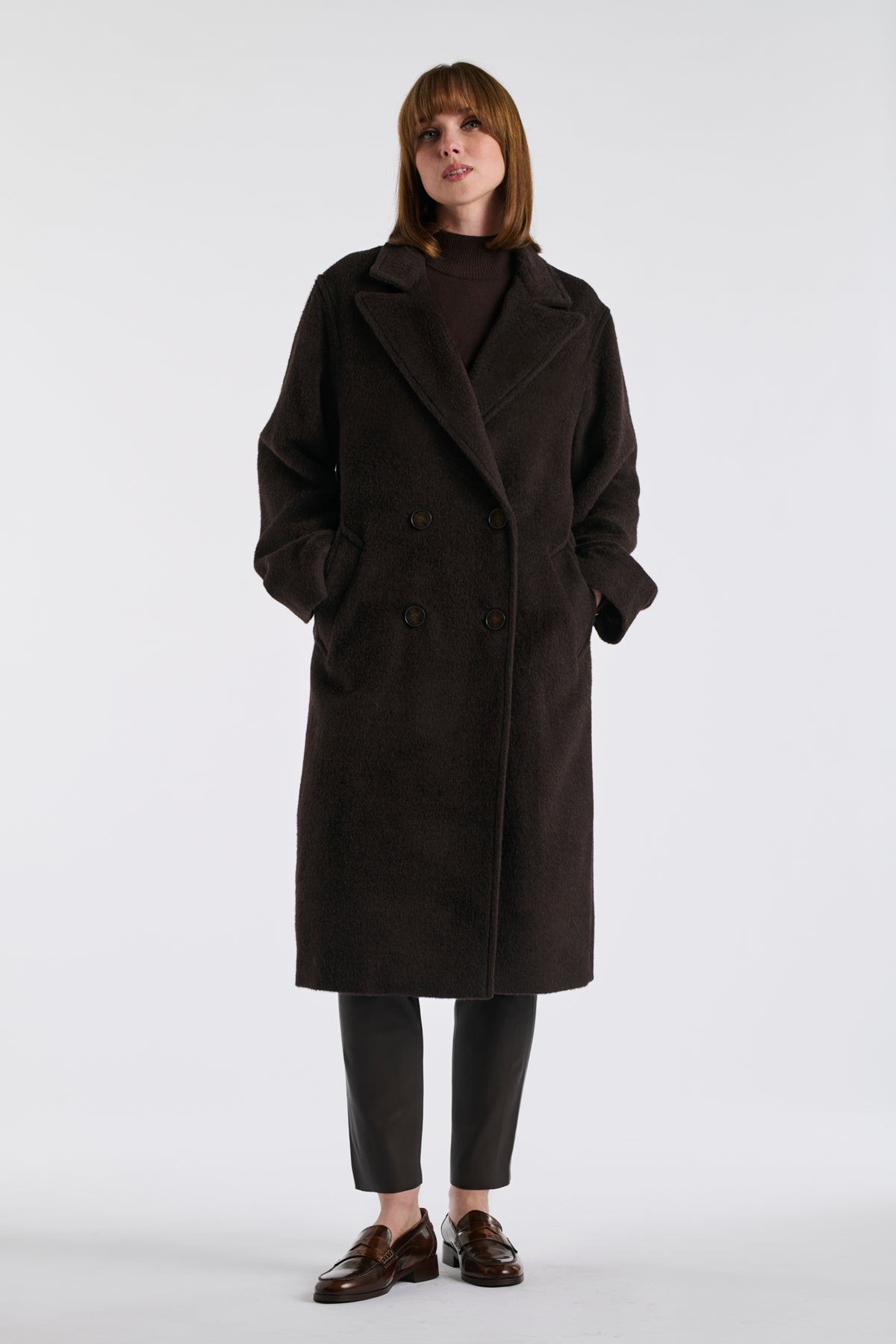 Double-breasted virgin wool coat