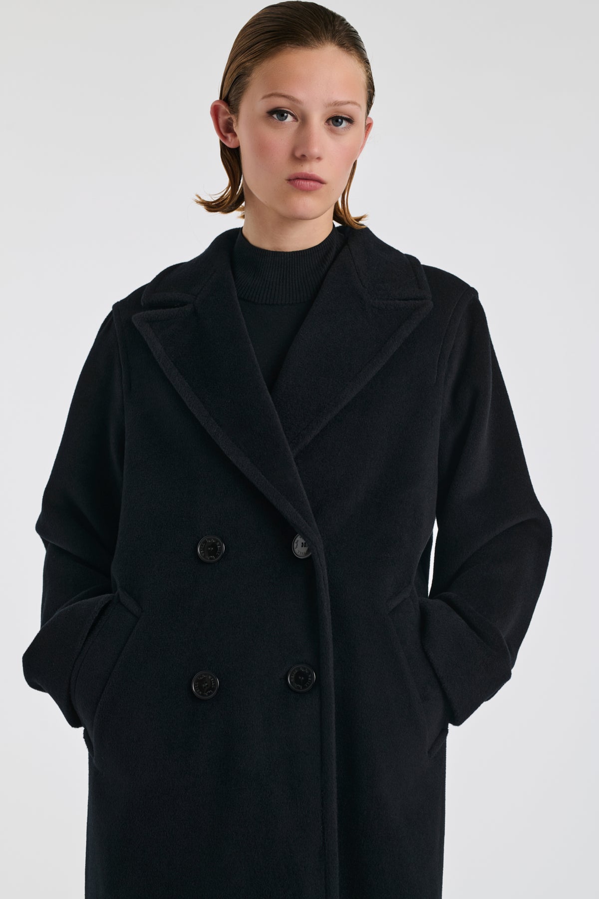 Double-breasted virgin wool coat