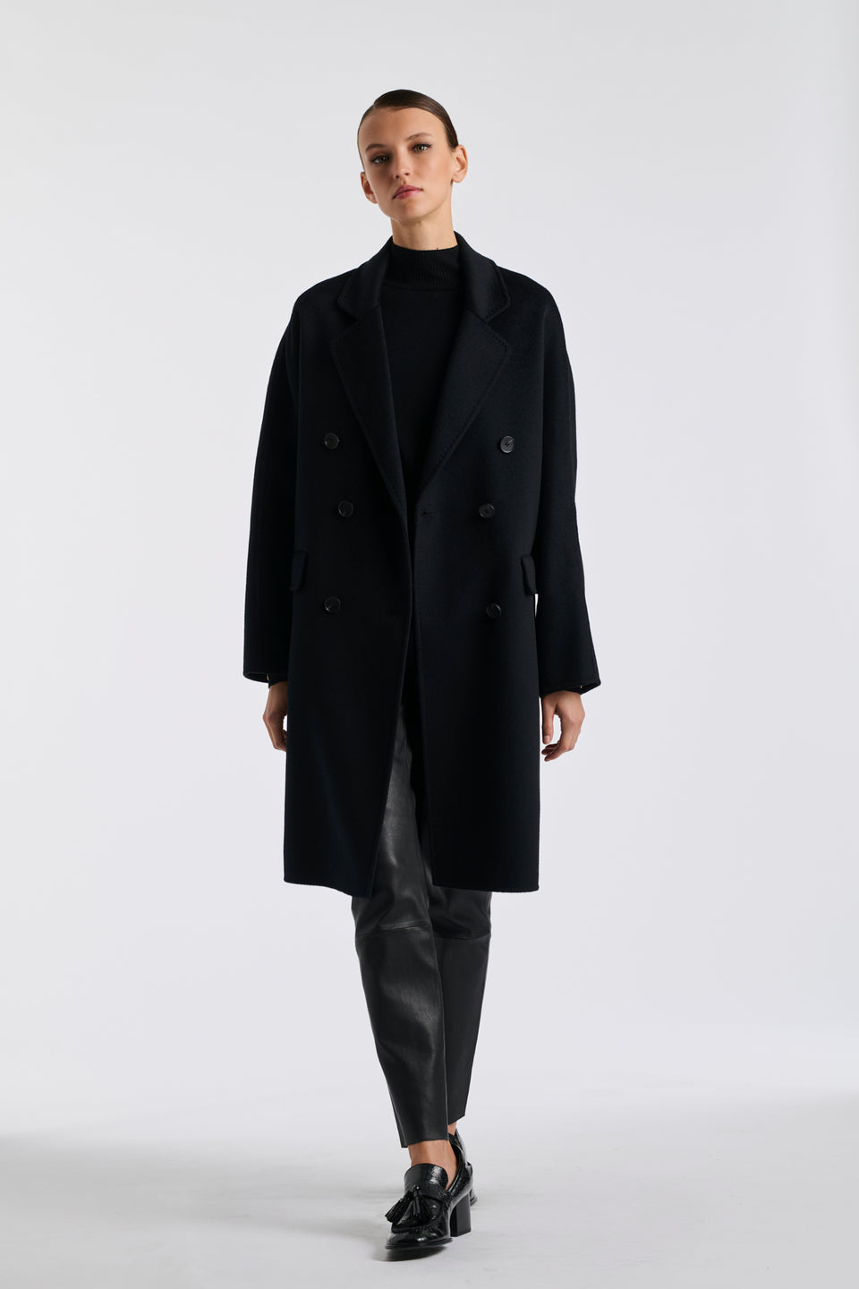 Manteau double face en laine et chamire