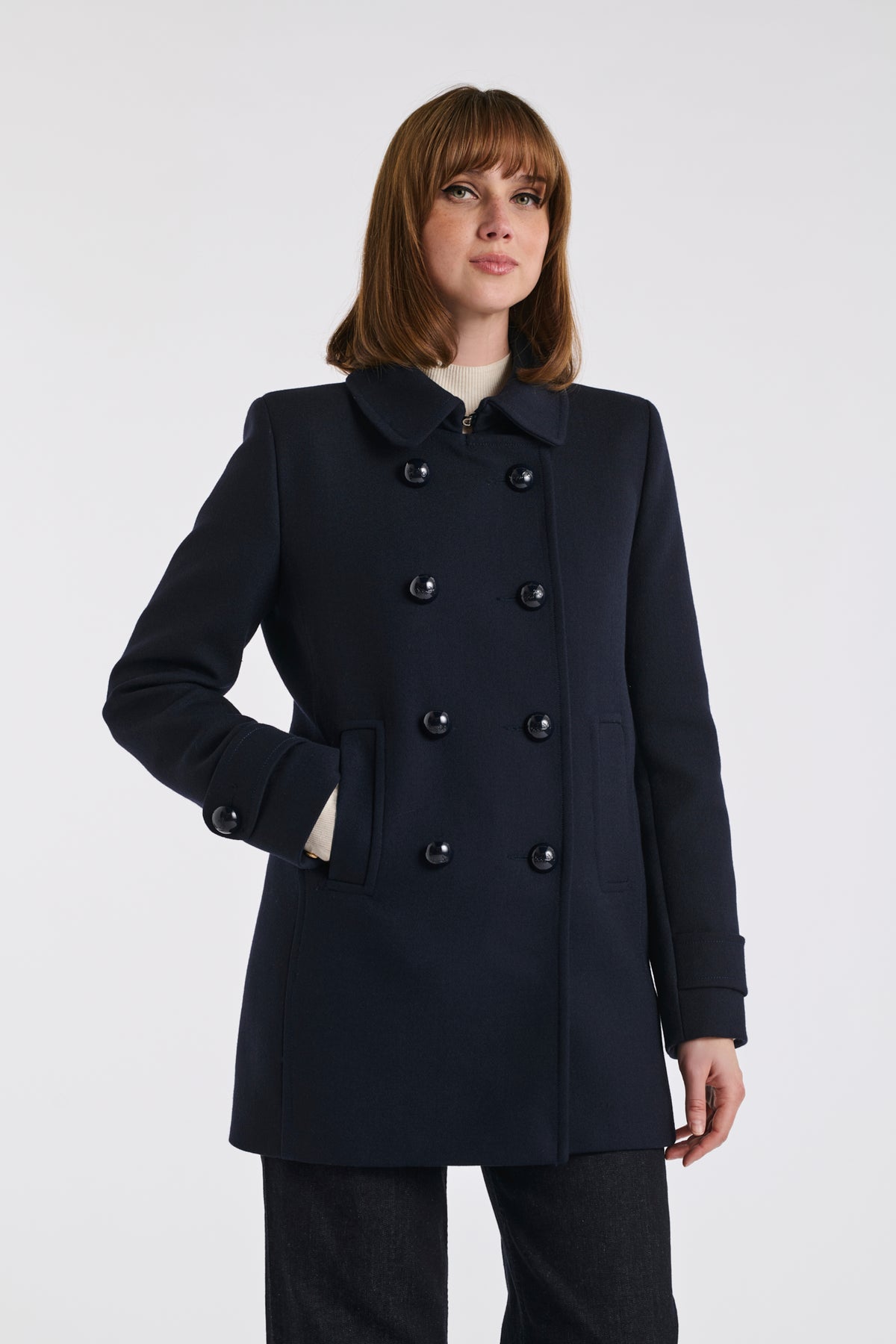 Virgin wool blend pea coat