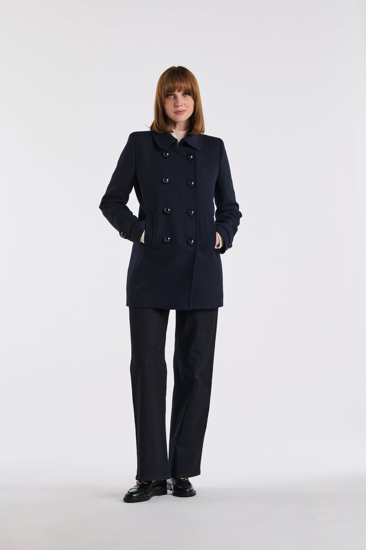Virgin wool blend pea coat