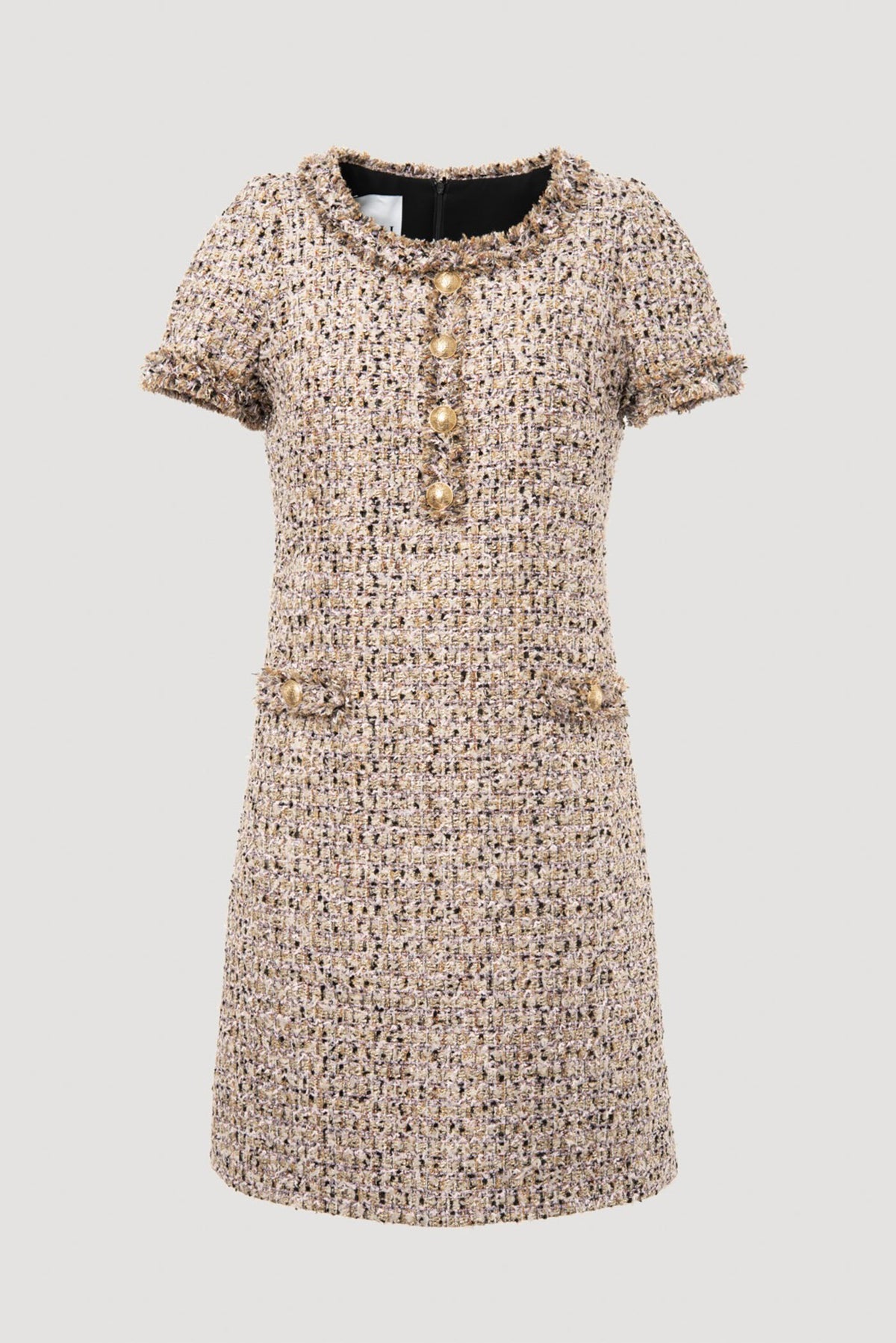 Fringed iridescent tweed dress