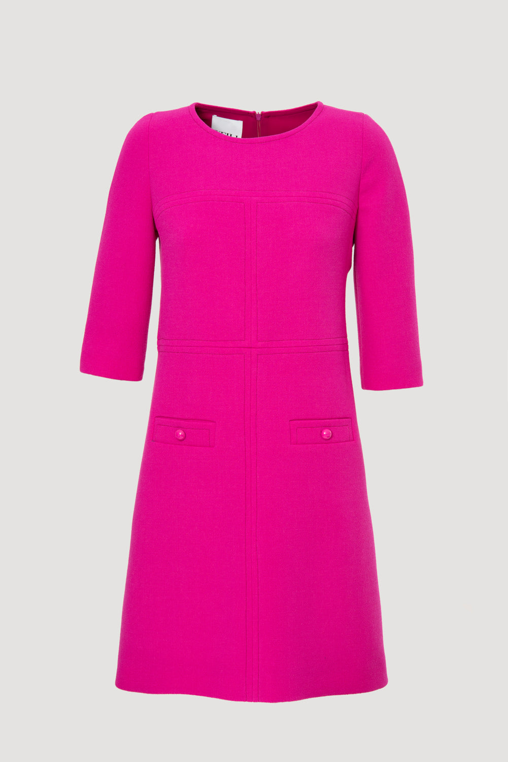 Top-stitched wool crêpe dress