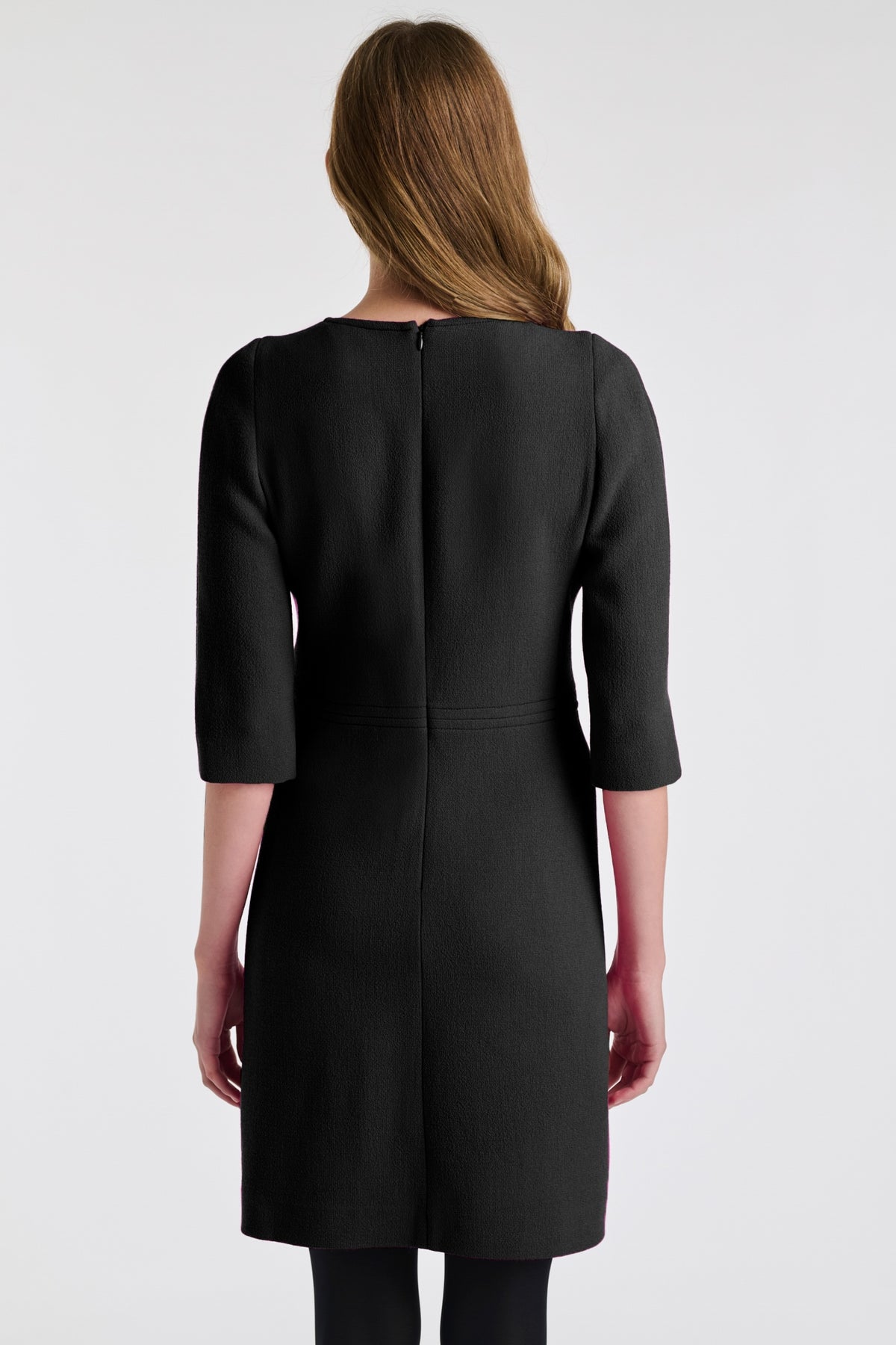 Top-stitched wool crêpe dress