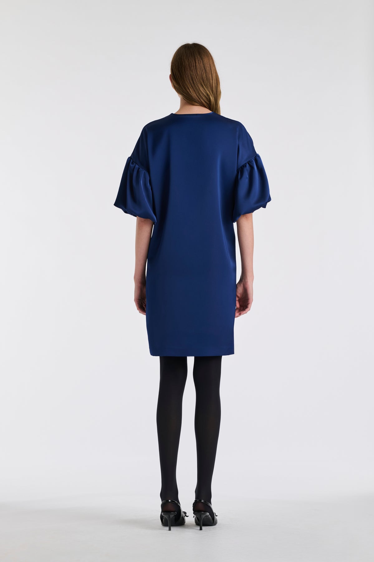 Satin puff sleeve dress