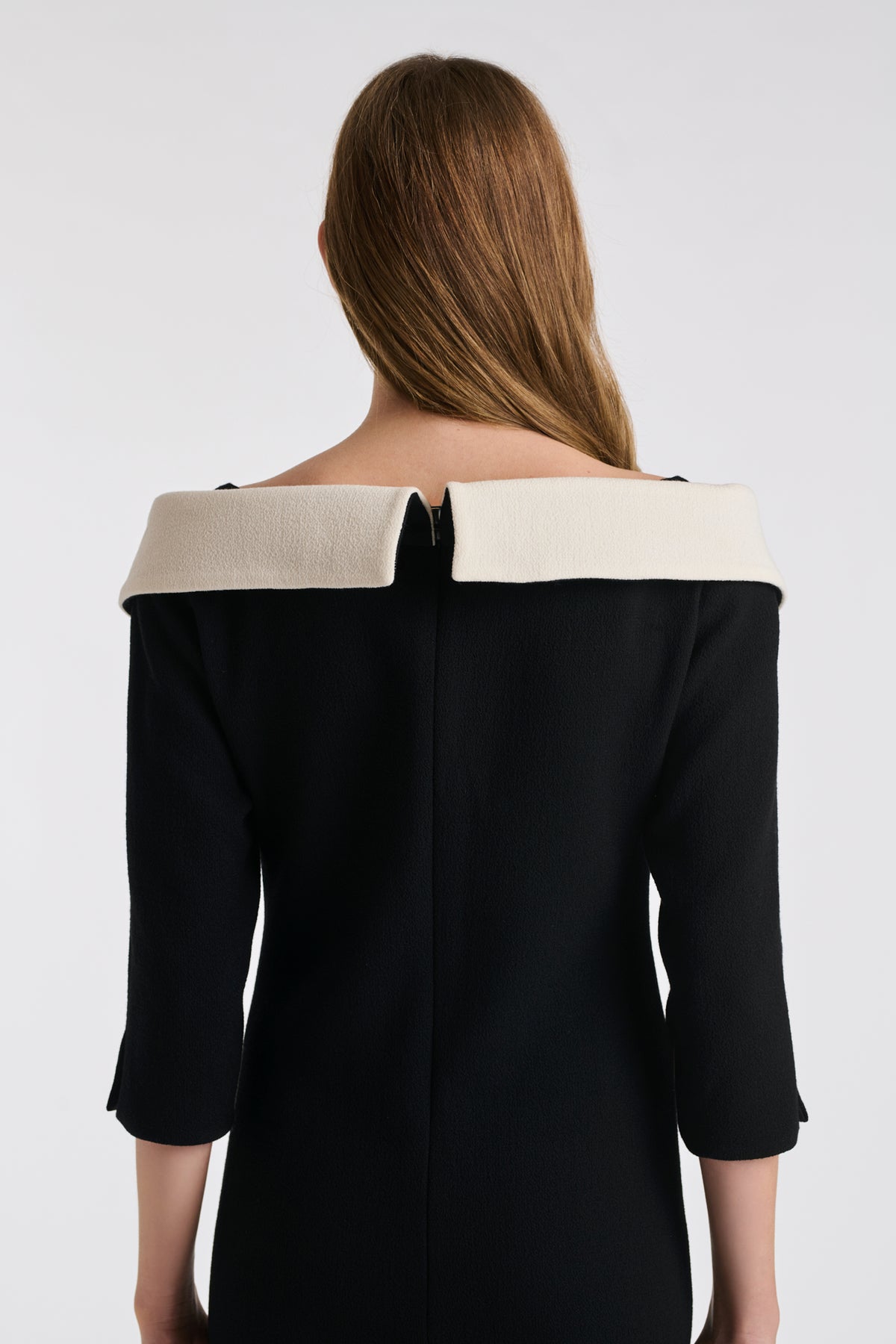 Wool crêpe Bardot neck dress