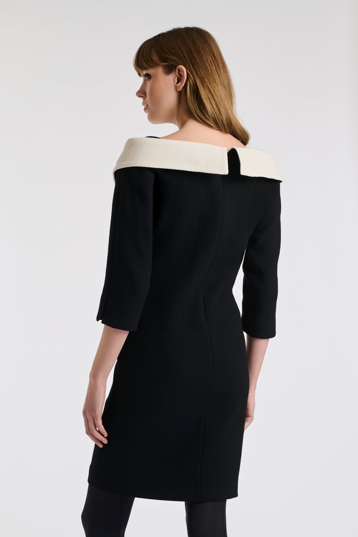 Wool crêpe Bardot neck dress