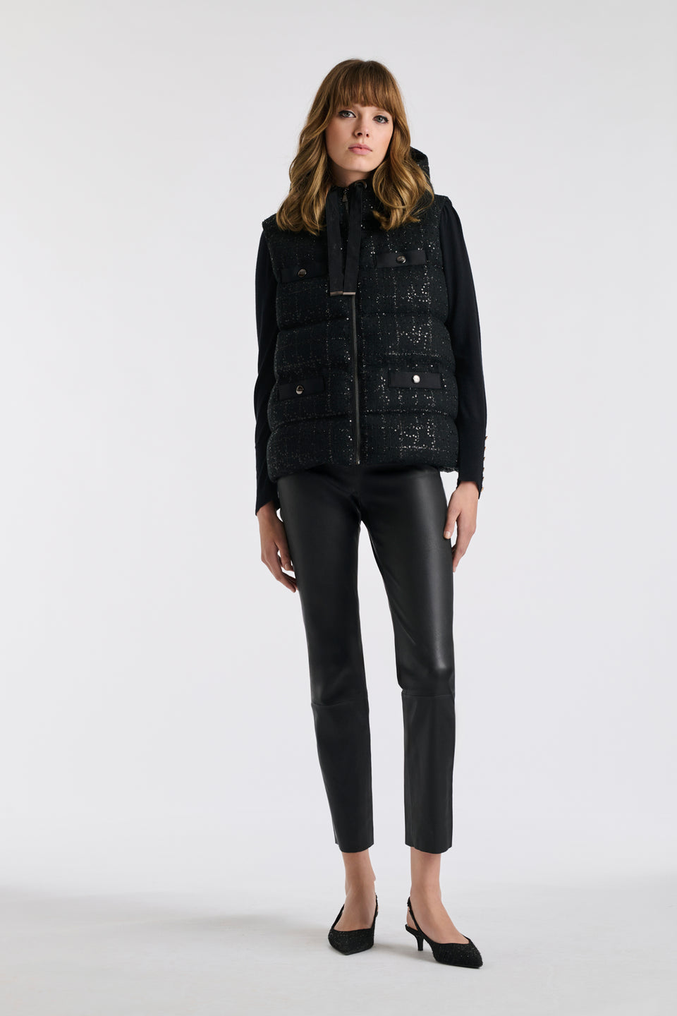 Doudoune sans manche en tweed