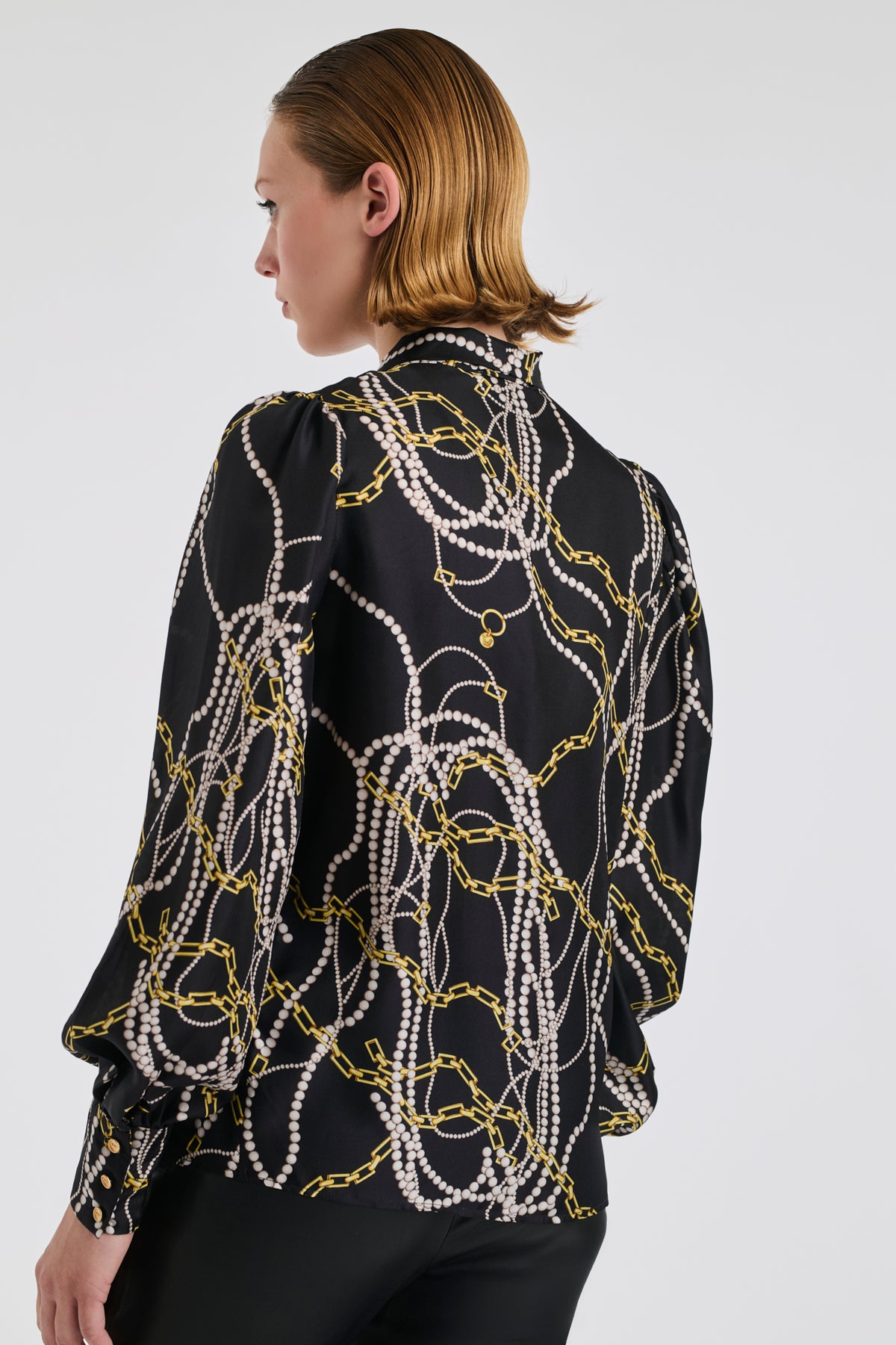 Jewel print silk blouse