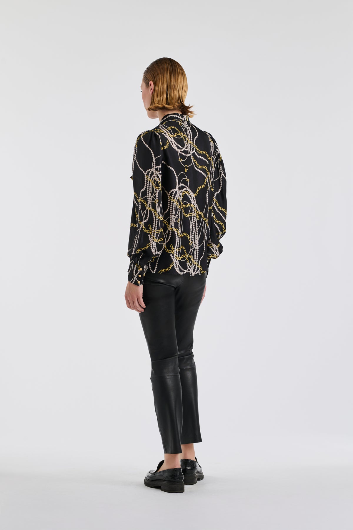 Jewel print silk blouse