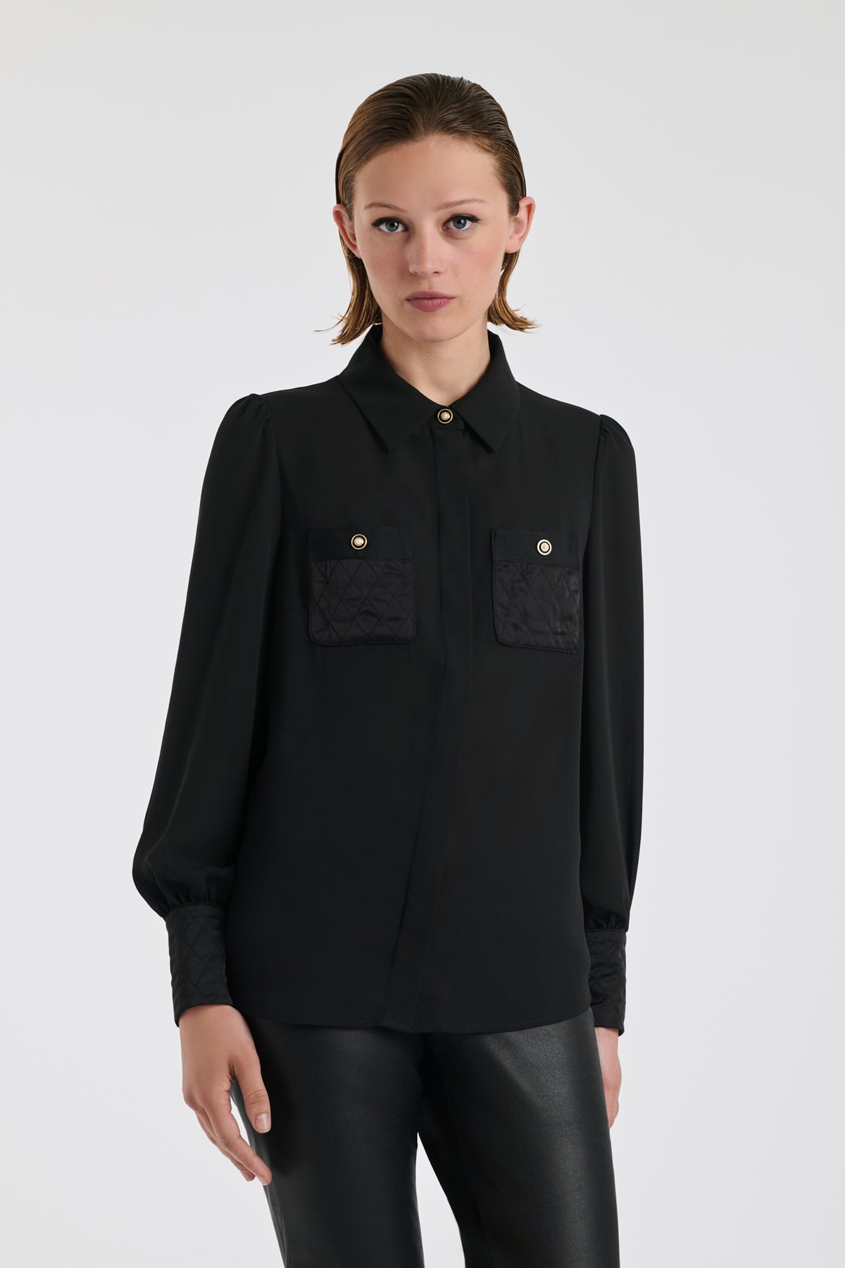 Quilted crêpe shirt