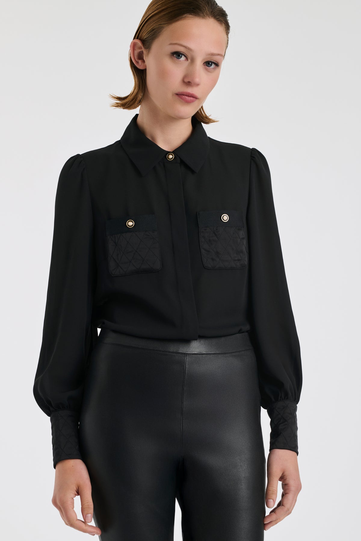 Quilted crêpe shirt