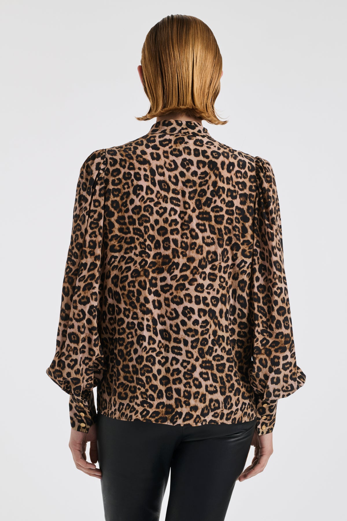 Leopard print silk blend blouse