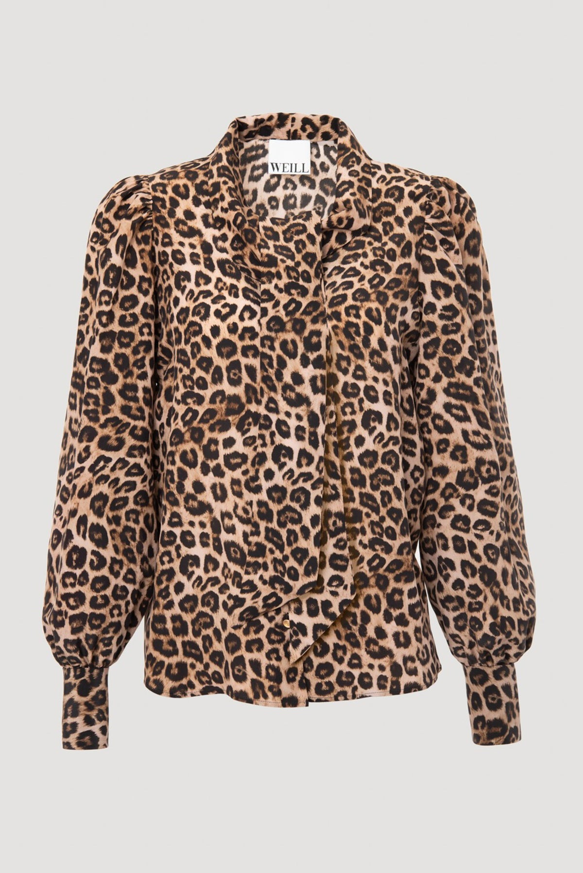Leopard print silk blend blouse