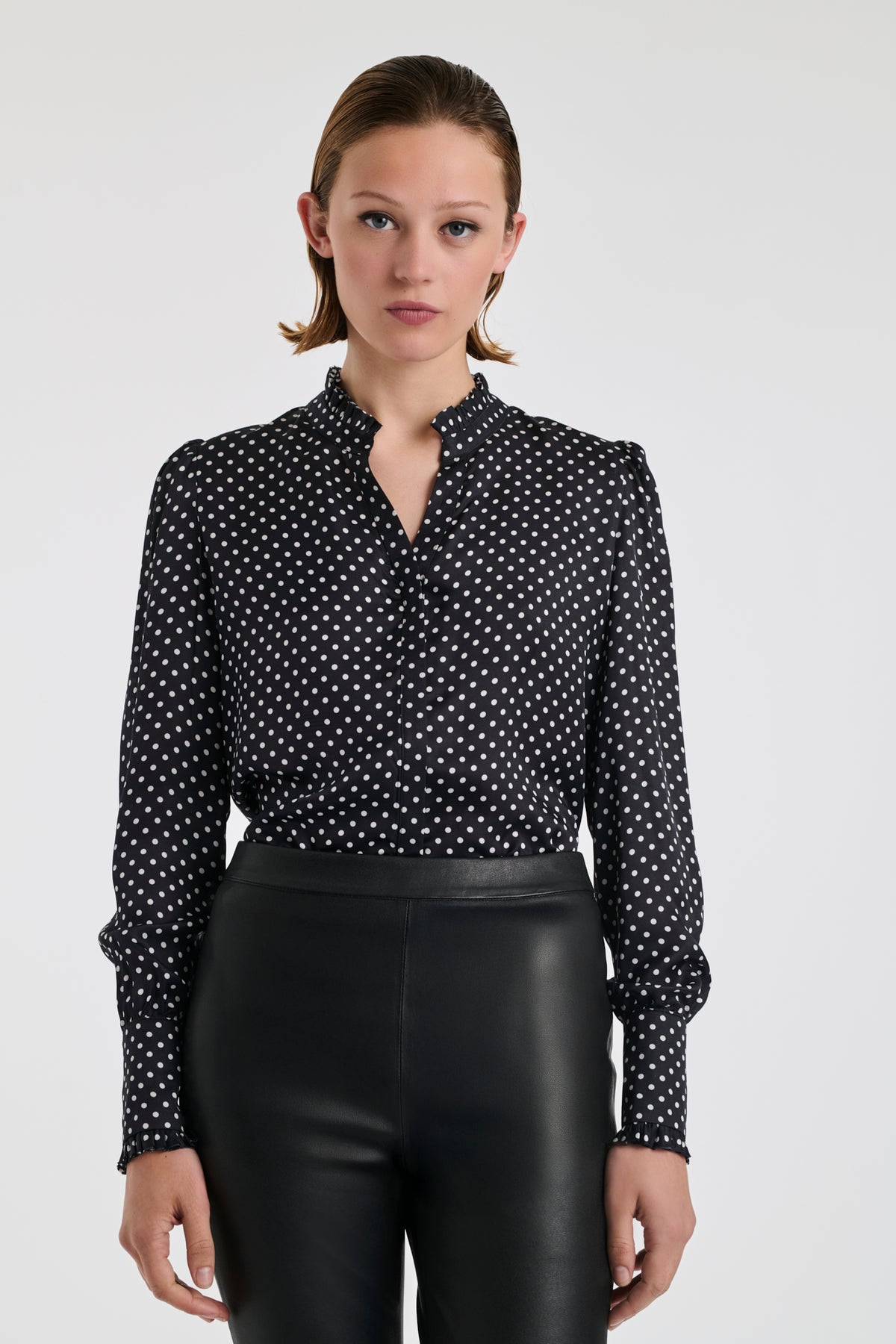 Polka dot silk blend shirt