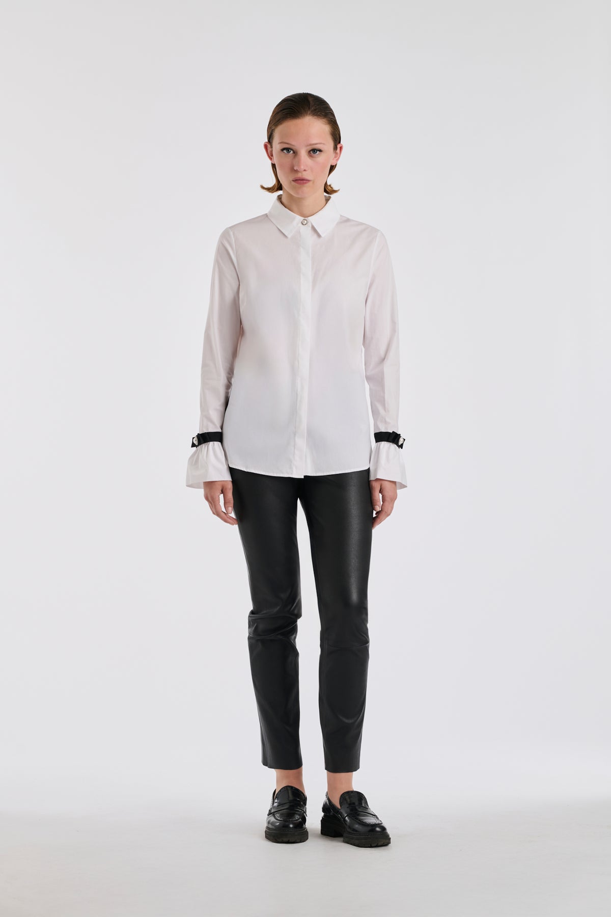 Poplin shirt with grosgrain details