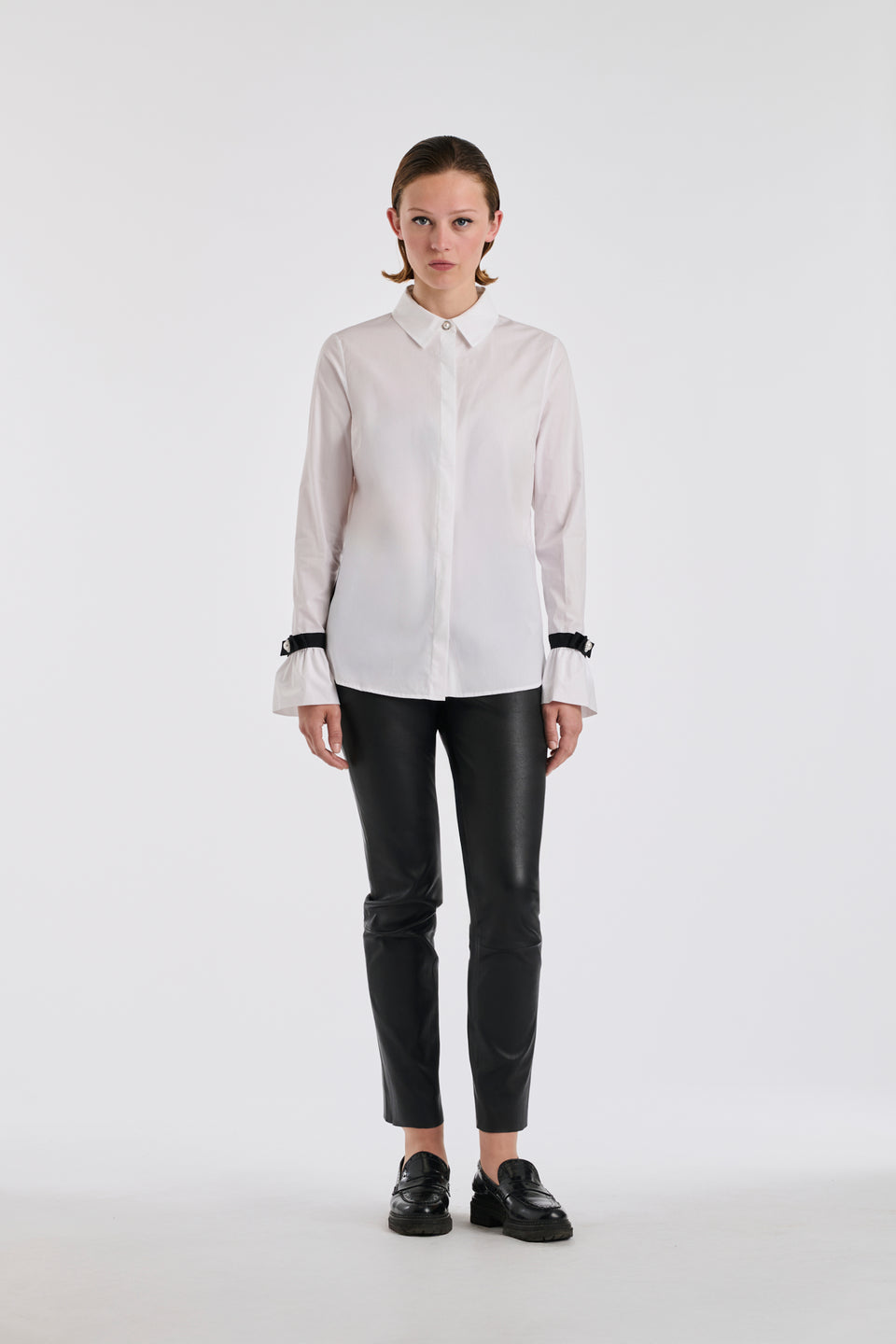 Chemise en popeline et détail gros grain