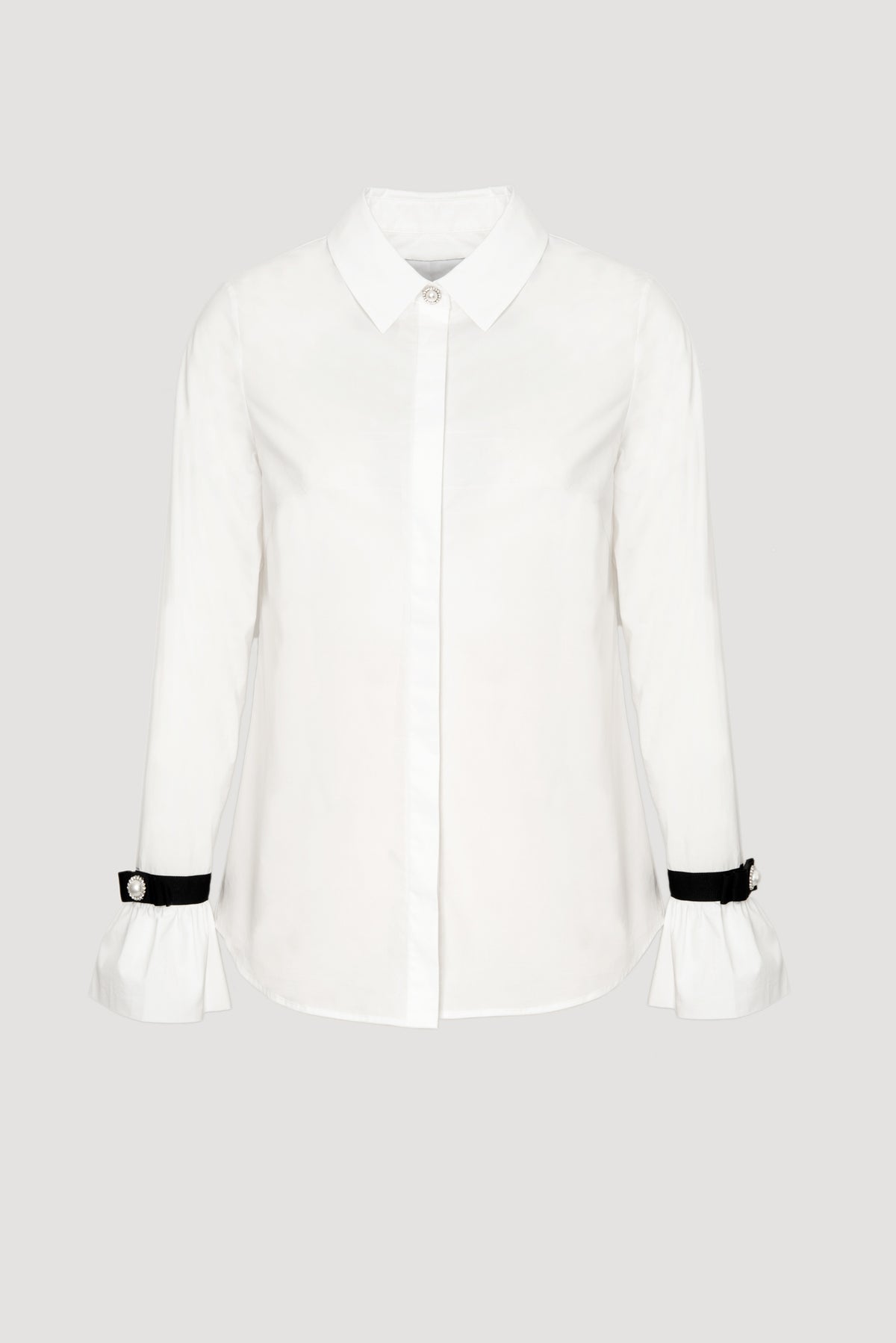 Poplin shirt with grosgrain details